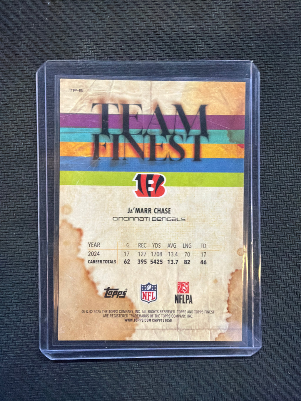 2026 Topps Finest NFL Ja'Marr Chase Team Finest Gold Refractor /50 Bengals