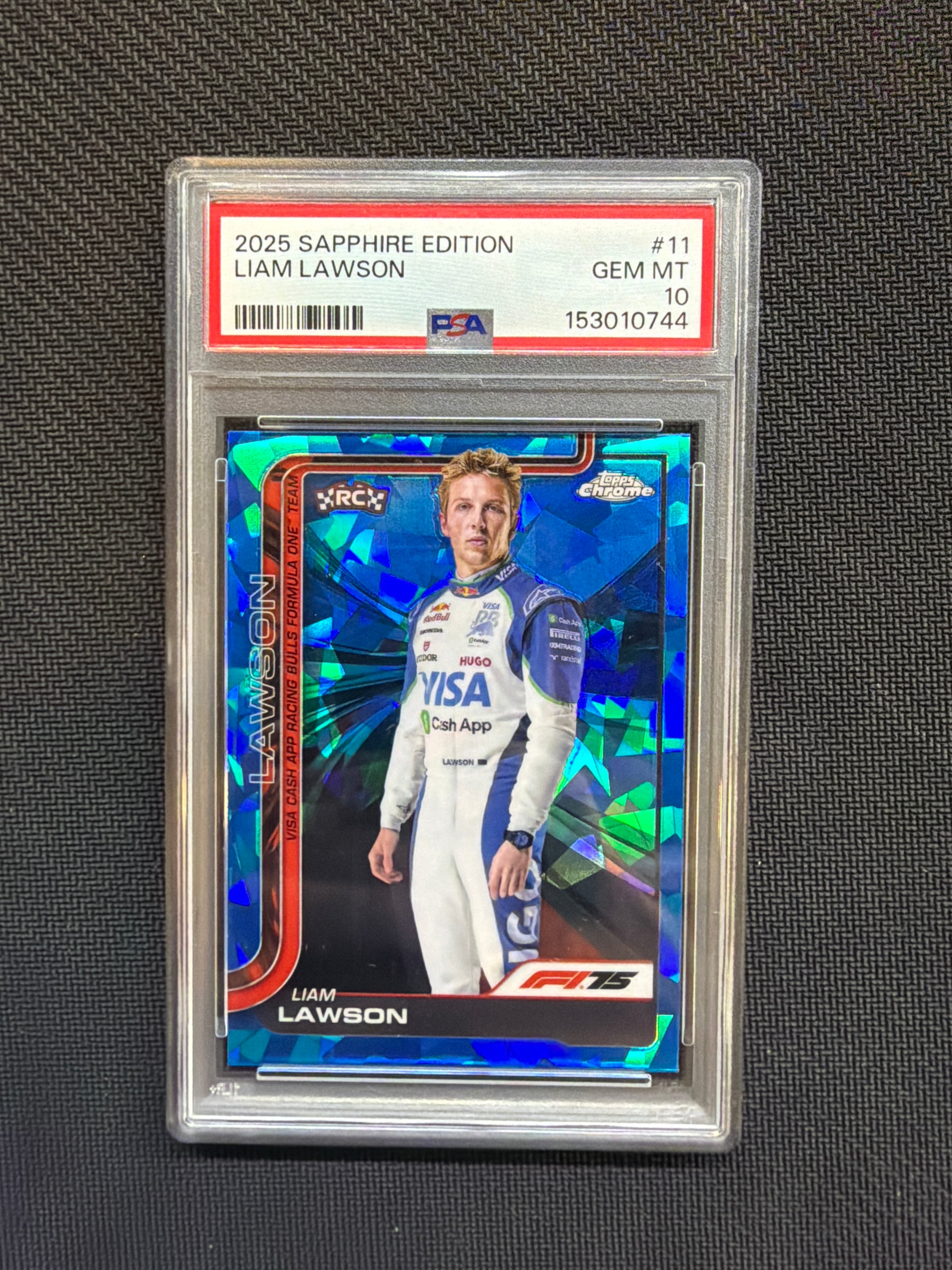2025 Topps Chrome F1 Sapphire Liam Lawson Rookie PSA 10