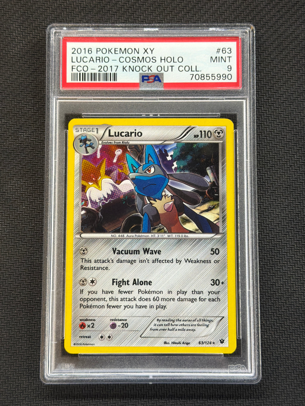 2016 Lucario 63 Cosmos Holo PSA 9