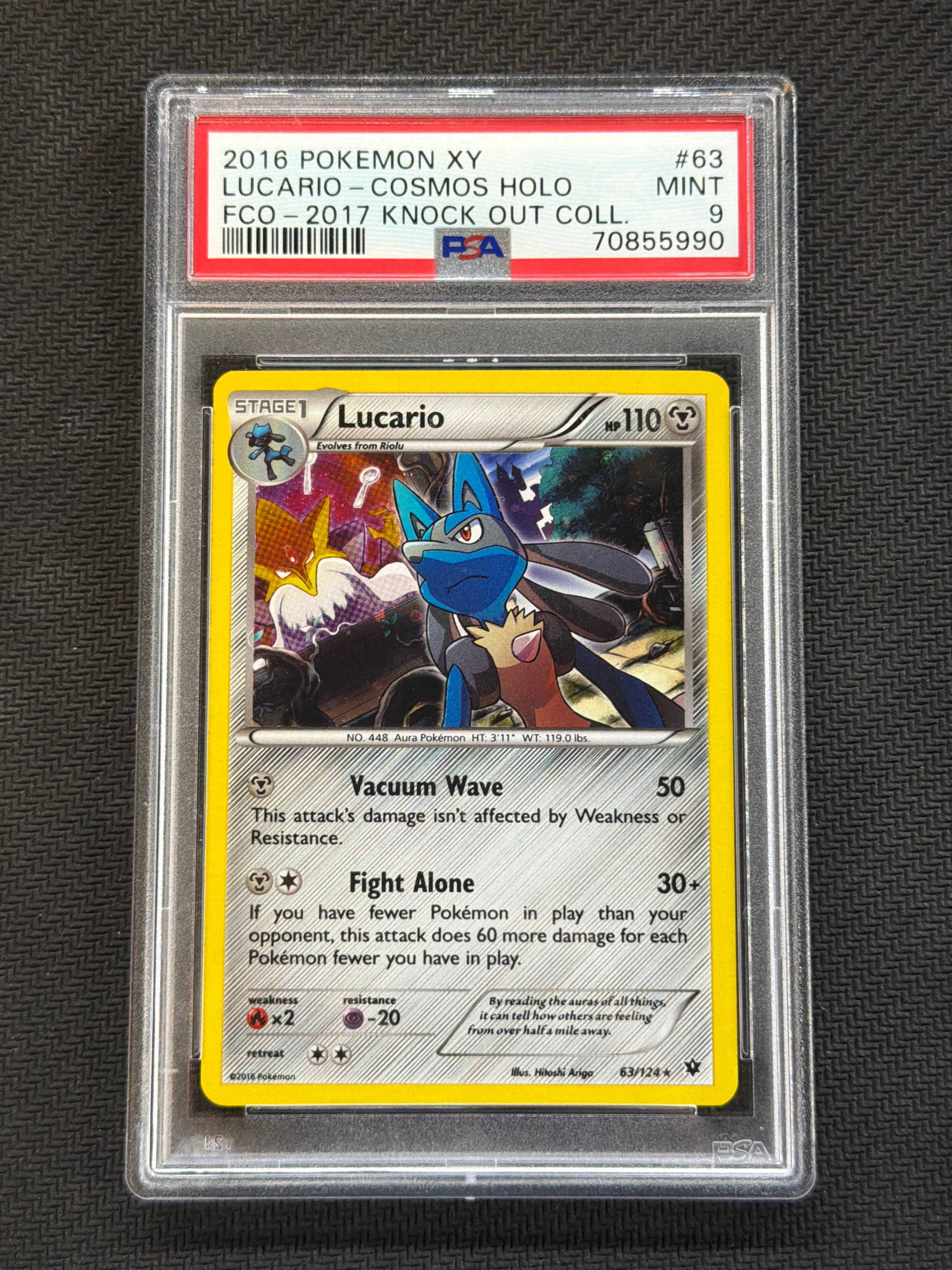 2016 Lucario 63 Cosmos Holo PSA 9