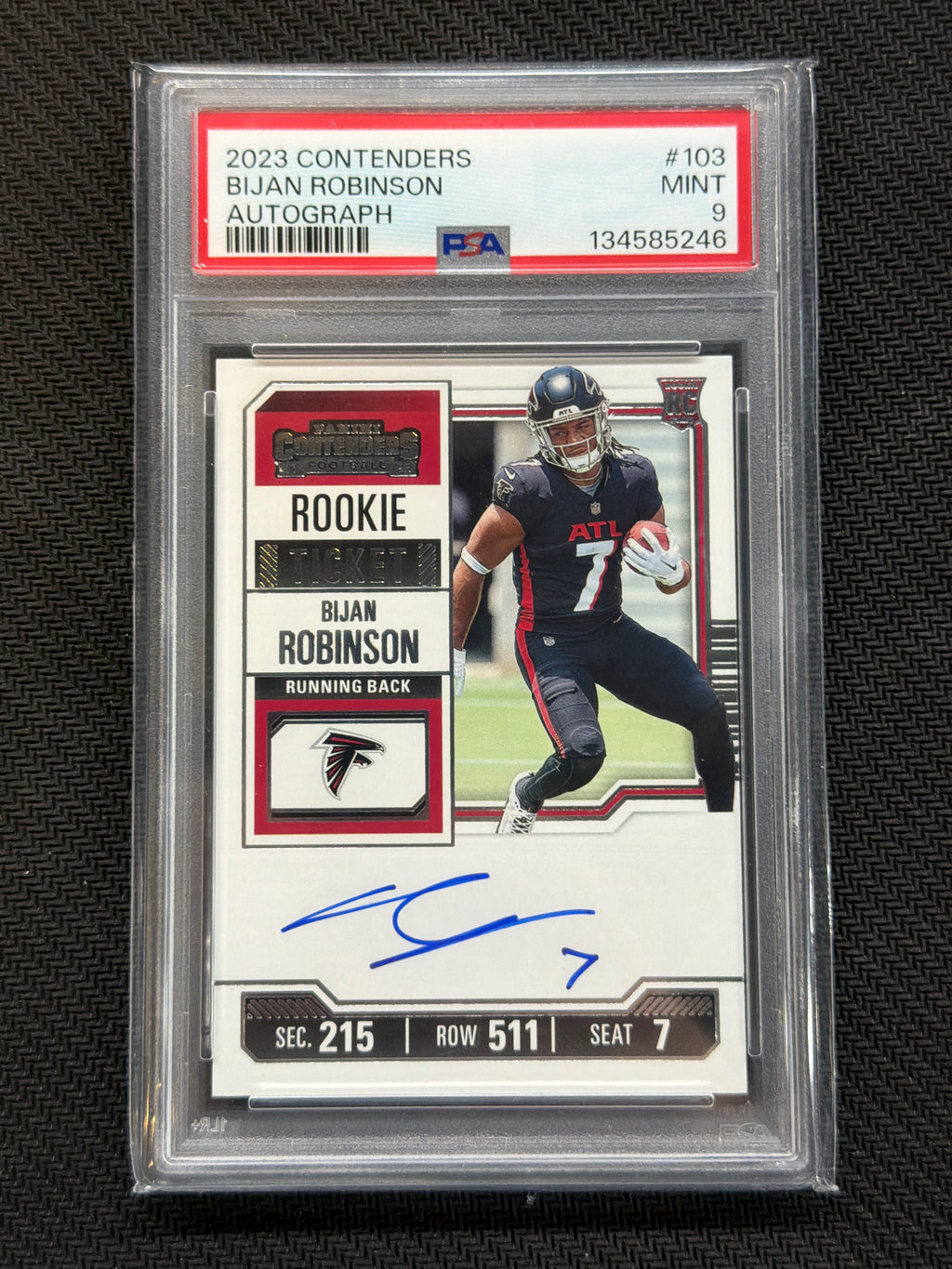 2023 Contenders Bijan Robinson Rookie Auto Ticket PSA 9 246 #103