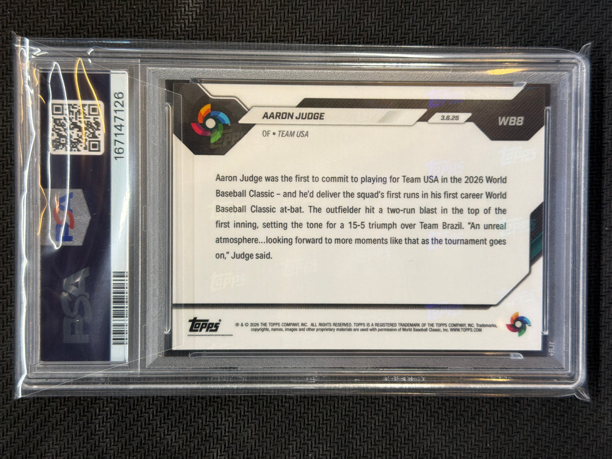 2026 Topps Now WBC Aaron Judge #WB8 Slugs 1st HR PSA 10 126