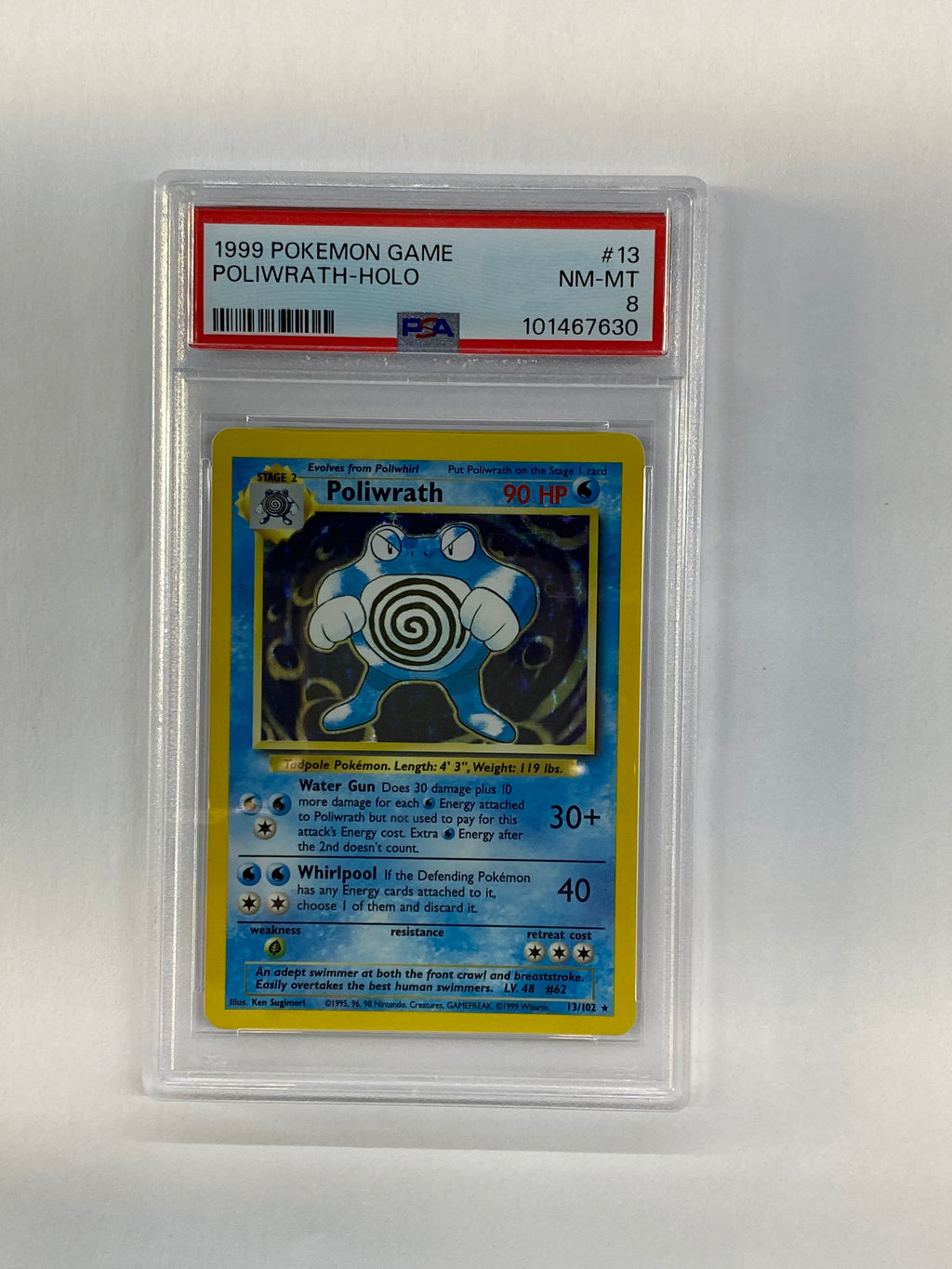 1999 Pokemon Base Set Poliwrath 13 Holo PSA 8