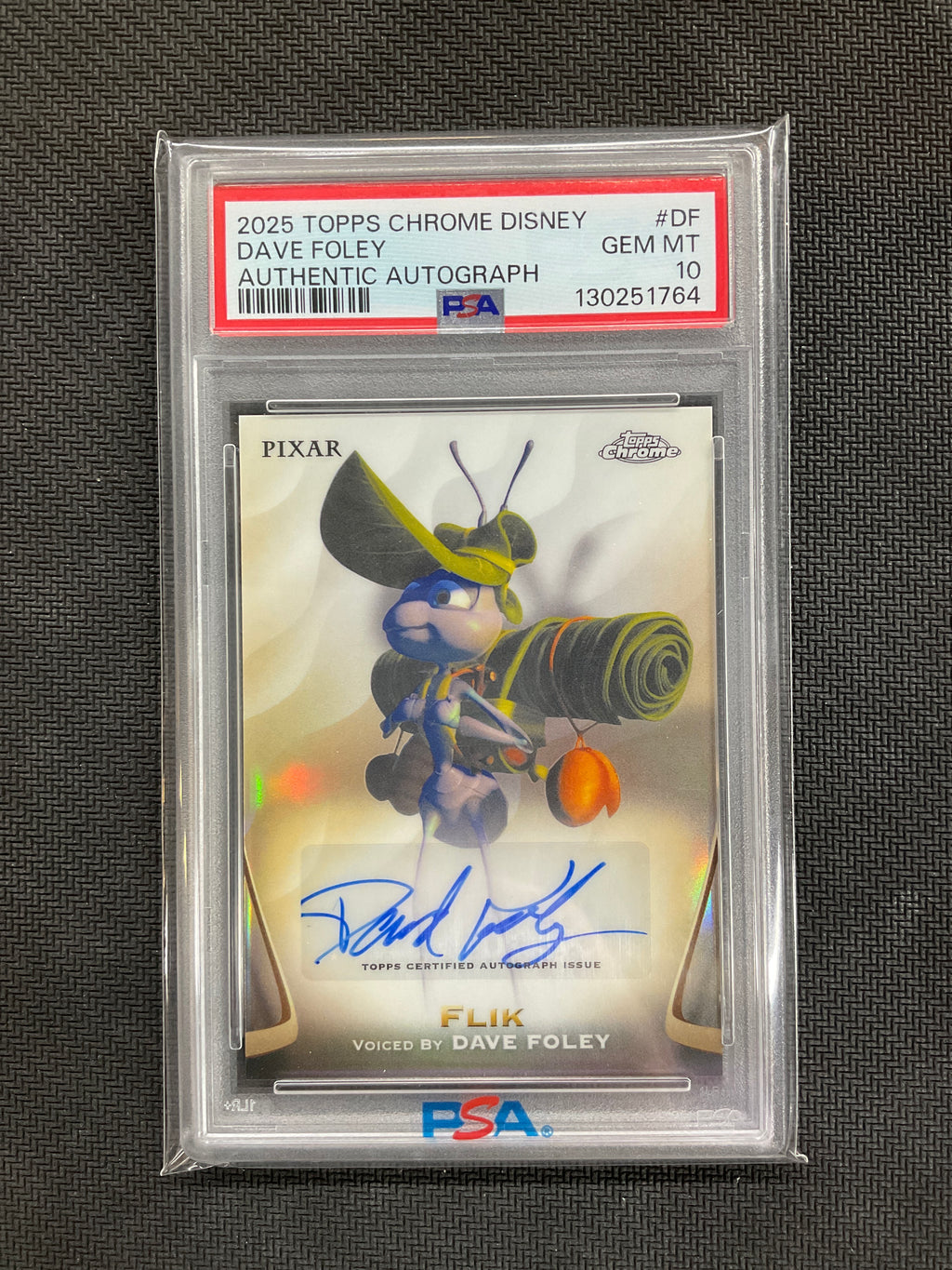 2025 Topps Chrome Disney Dave Foley Flik Auto #DF PSA 10