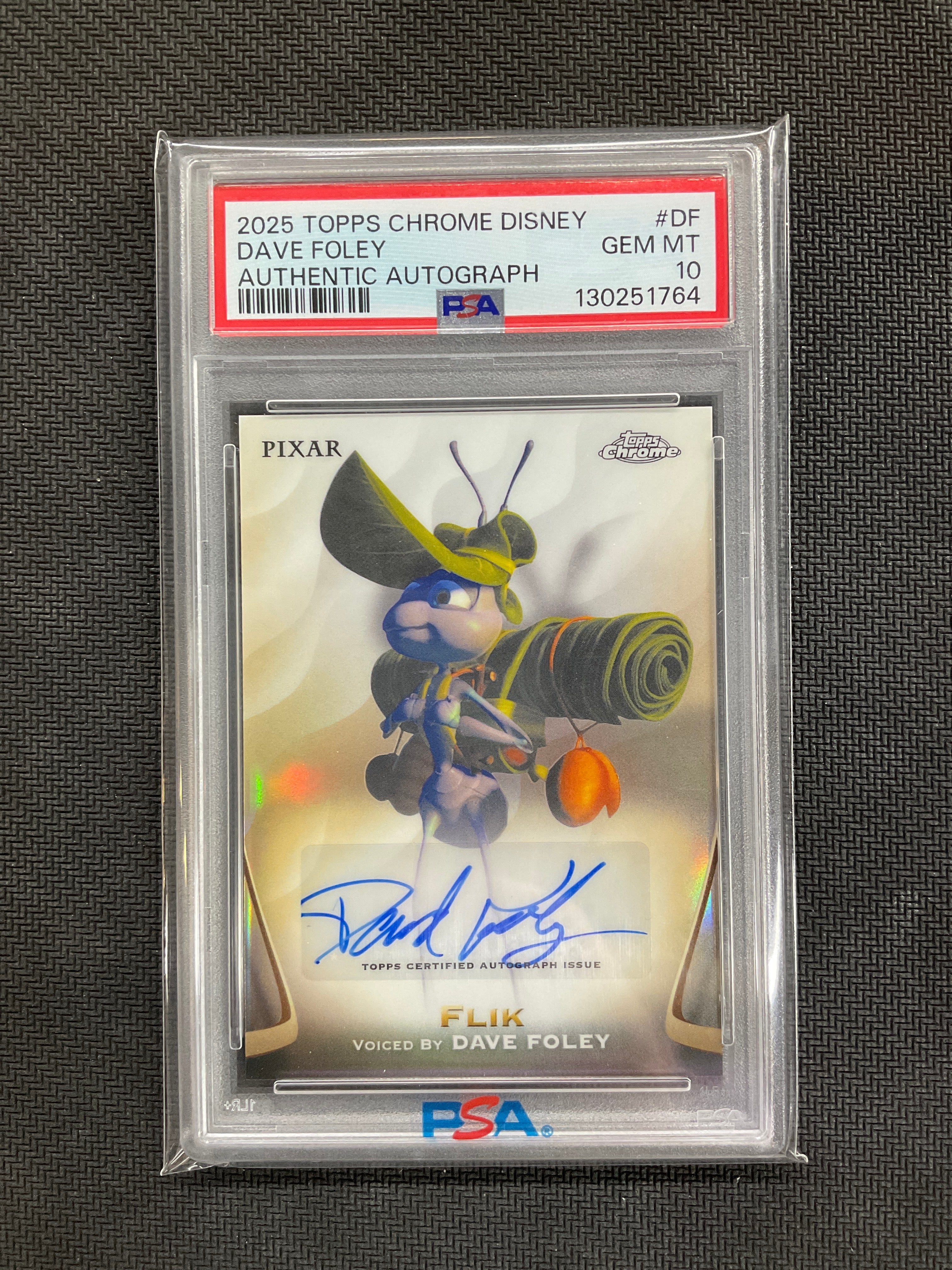 2025 Topps Chrome Disney Dave Foley Flik Auto #DF PSA 10