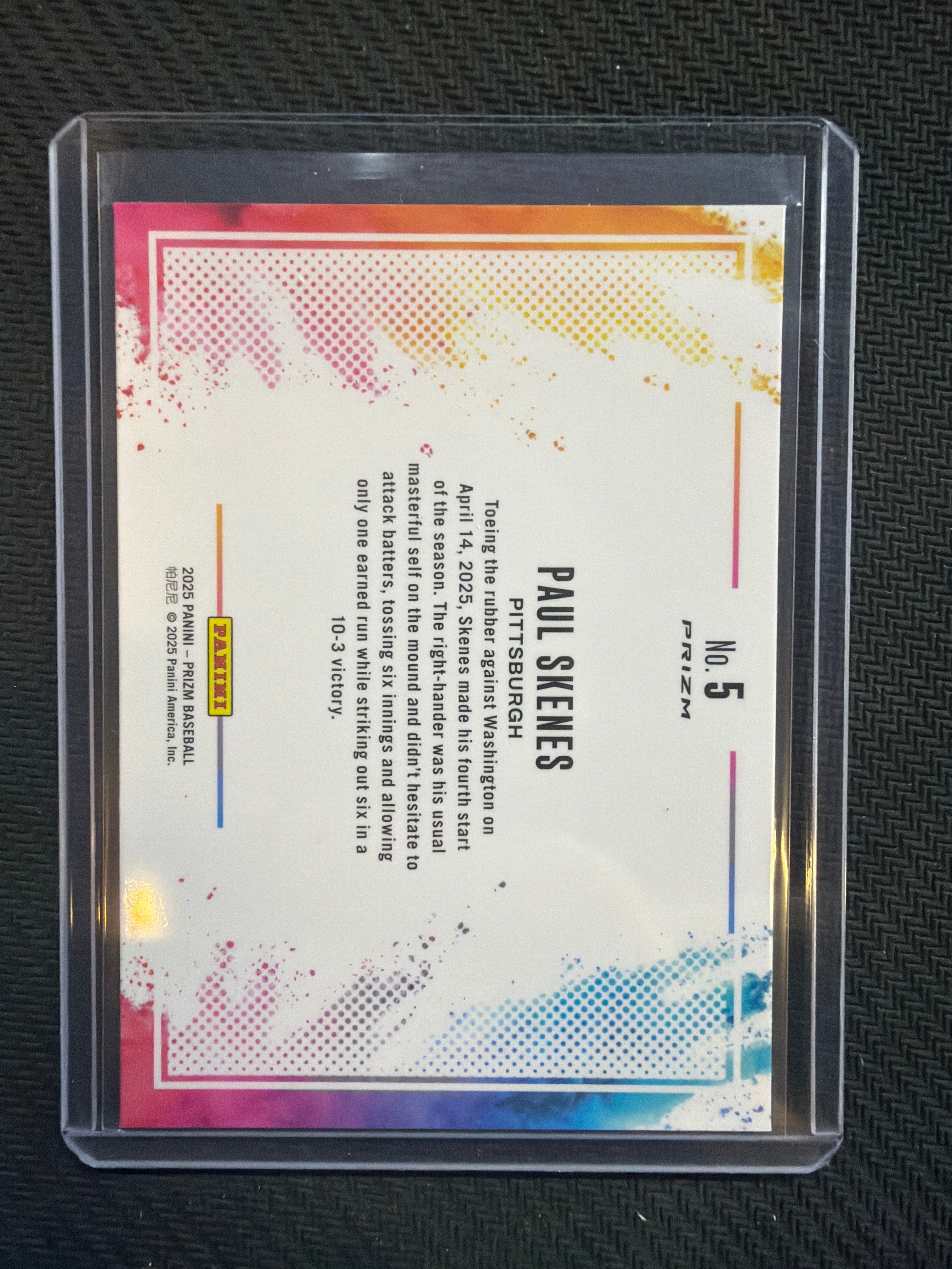 2025 Panini Prizm Paul Skenes #5 Color Blast Pirates