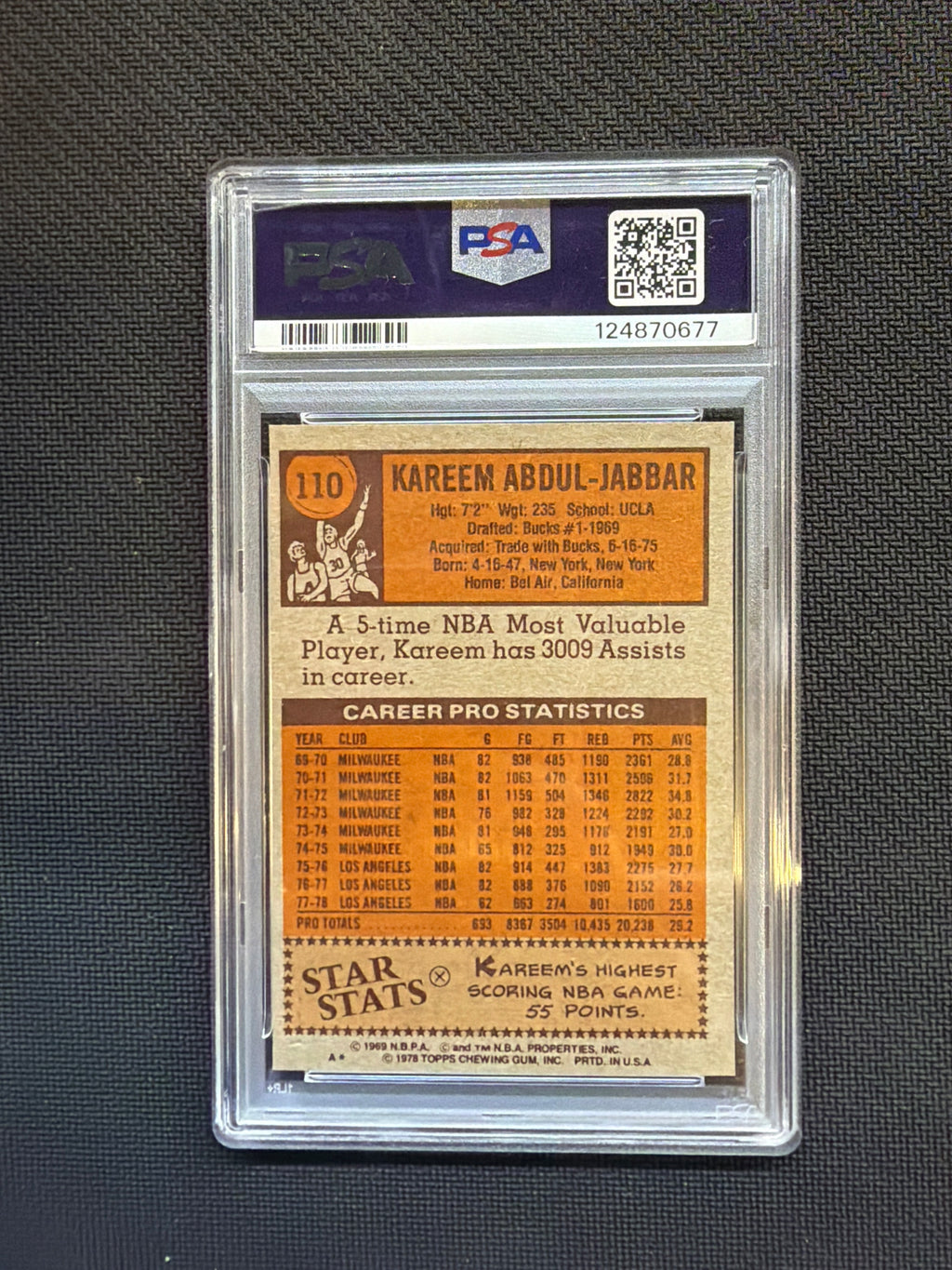 1978 Topps Kareem Abdul-Jabbar #110 PSA 8 All Star