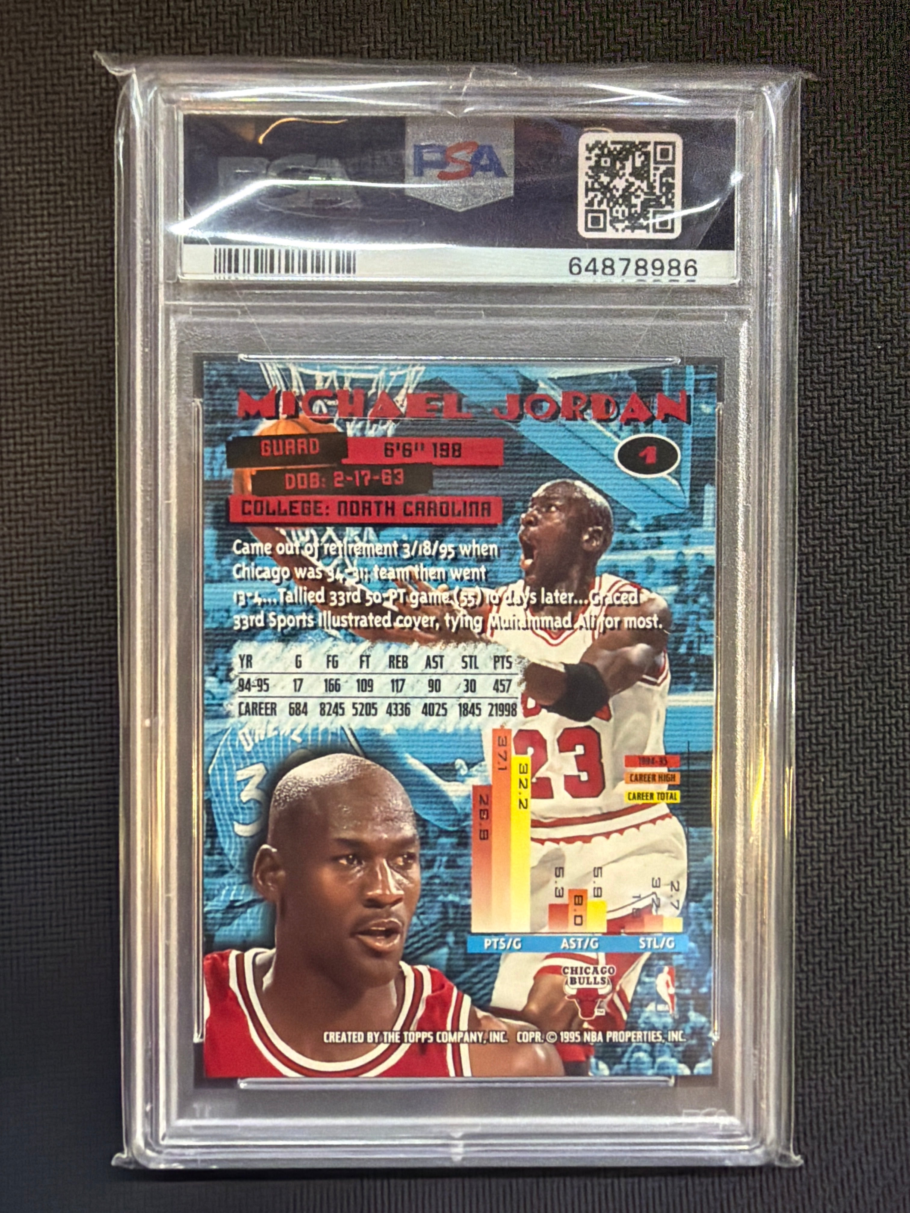 1995 Stadium Club Michael Jordan #1 PSA 9 Bulls