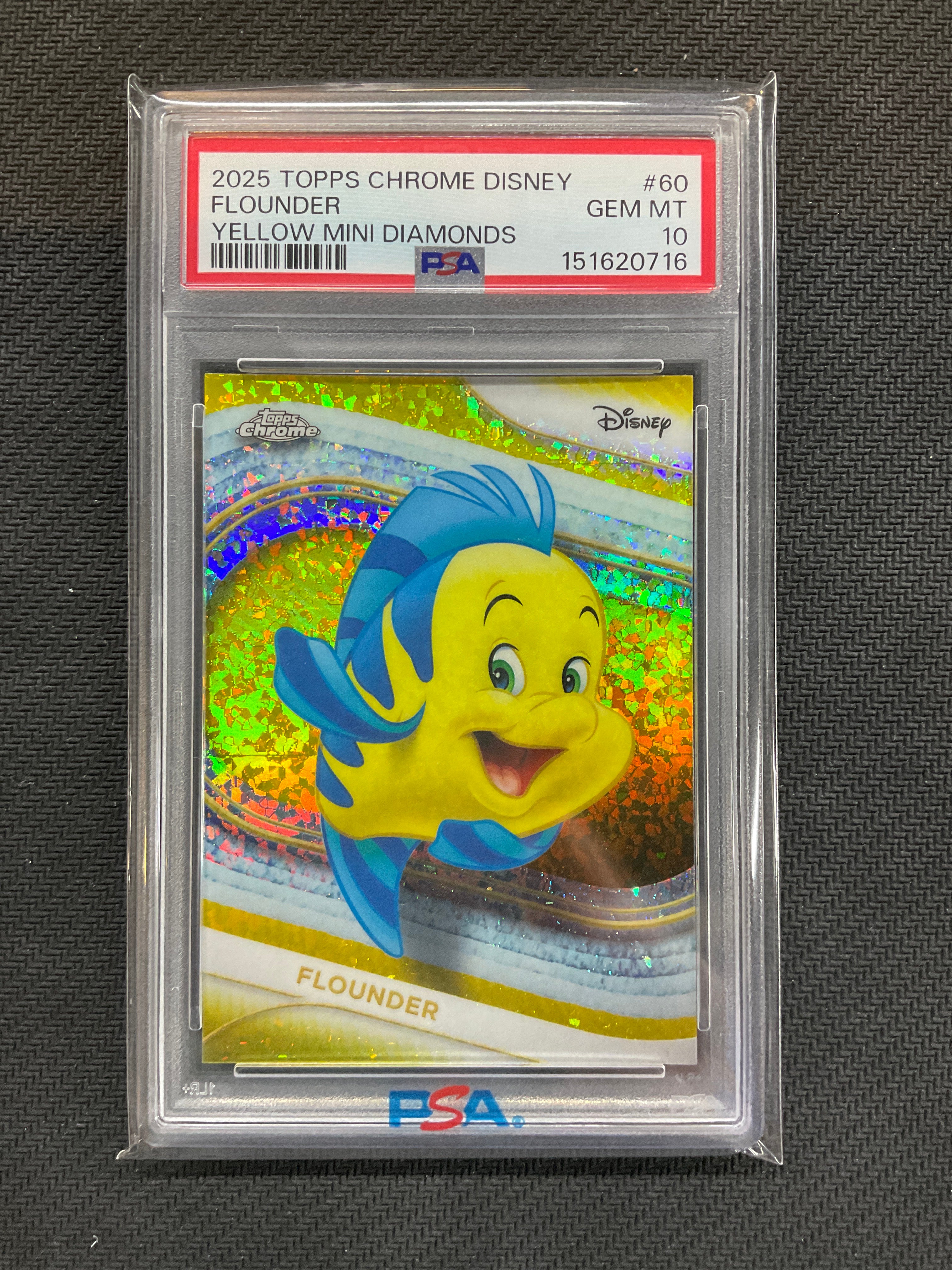 2025 Topps Chrome Disney Flounder Yellow Mini PSA 10 716