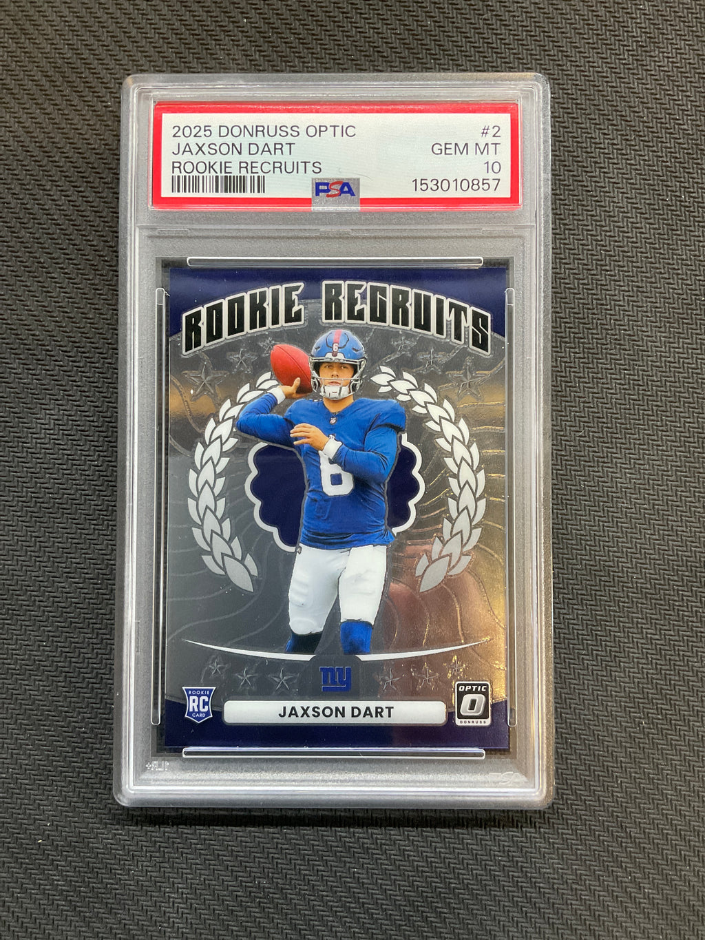 2025 Donruss Optic Jaxson Dart Rookie Recruits PSA 10