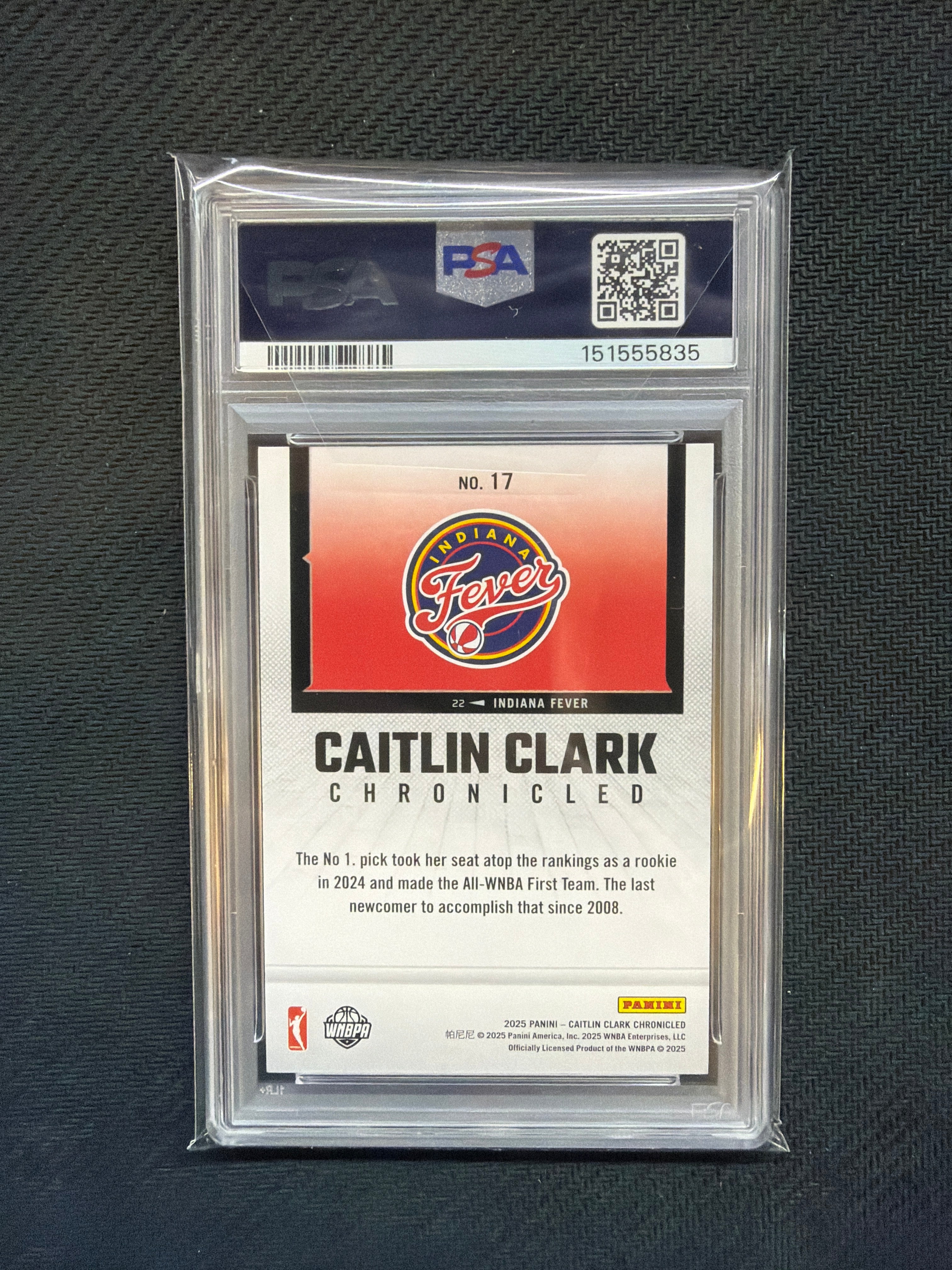 2025 Caitlin Clark Chronicled Caitlin Clark Named On All WNBA First Team As A Rookie PSA 10 835
