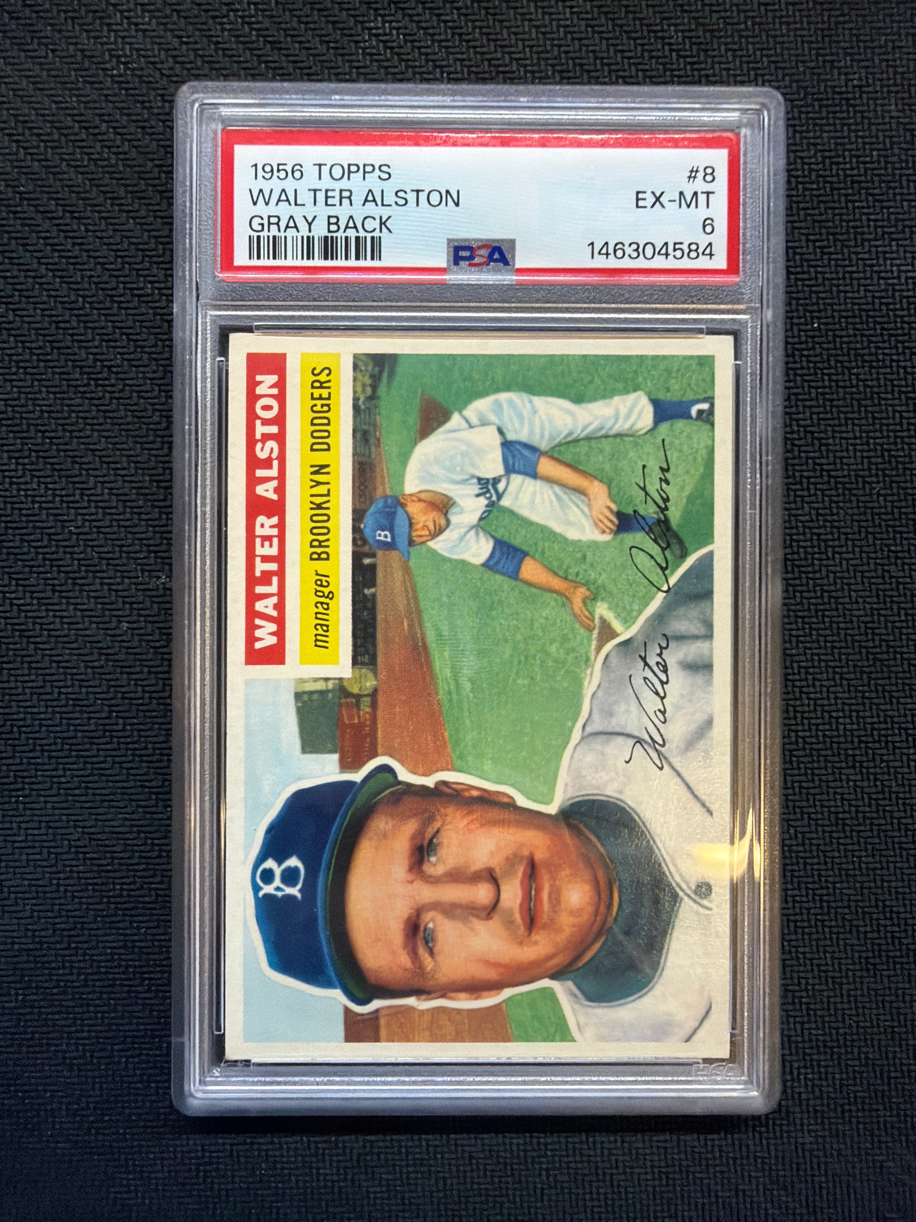 1956 Topps Walter Alston Gray Back #8 PSA 6
