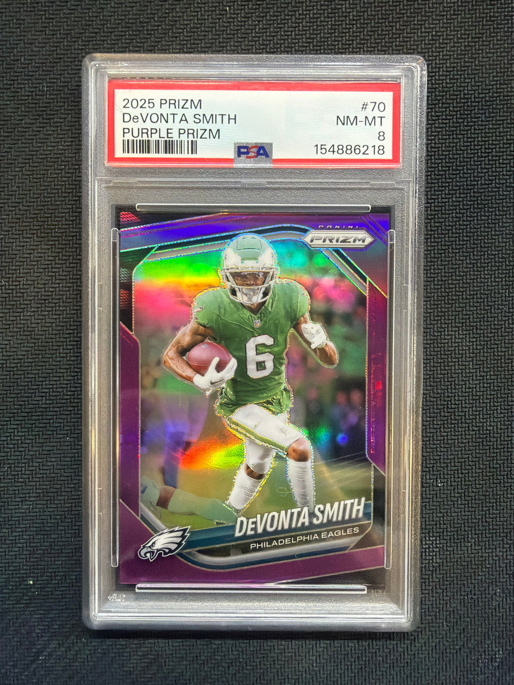 2025 Prizm Devonta Smith Purple Prizm /125 PSA 8