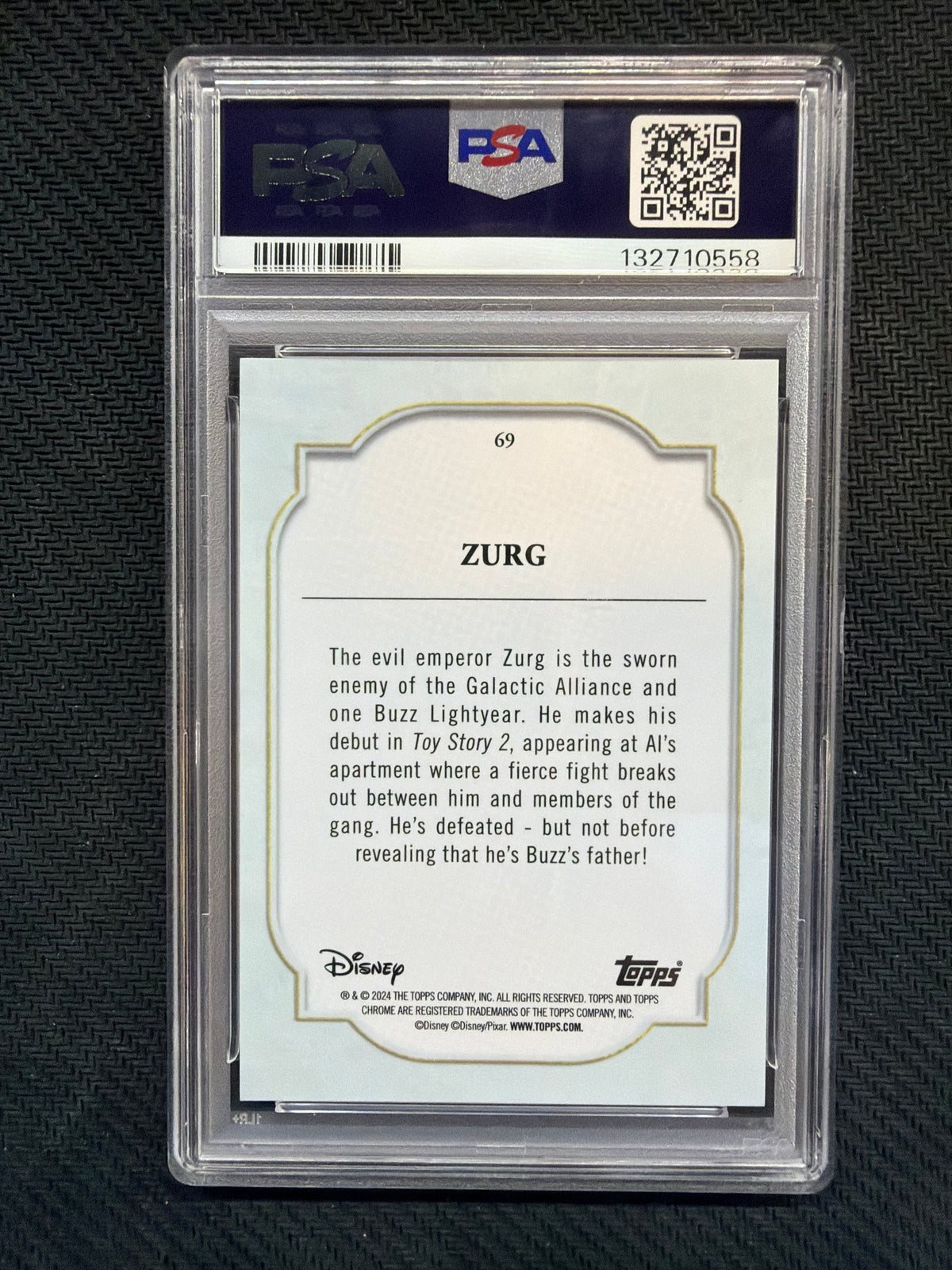 2024 Topps Chrome Disney Sapphire Zurg Gold /50 PSA 9 558