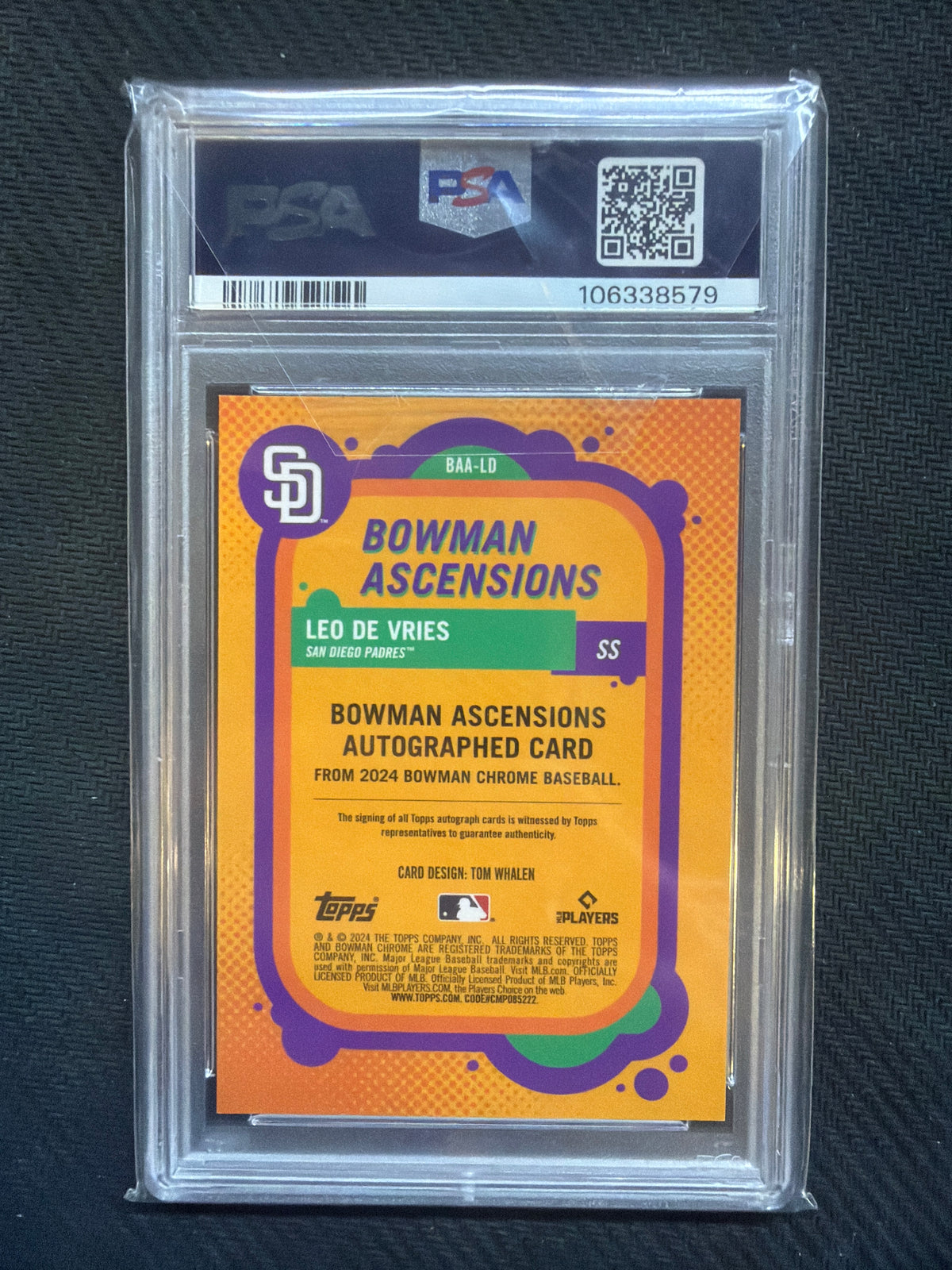 2024 Bowman Chrome Leo De Vries Ascensions Auto /150 PSA 9 579