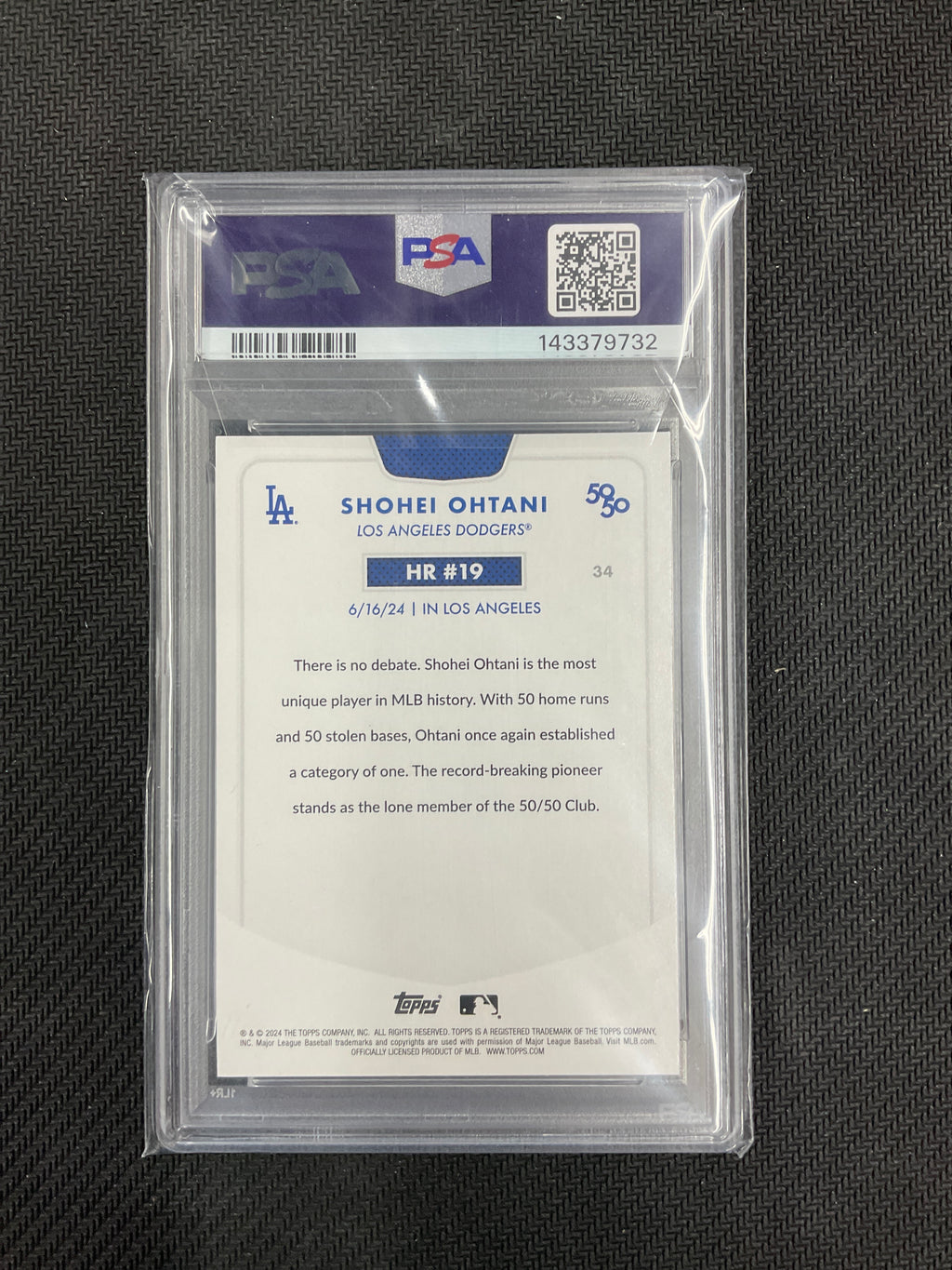 2024 Topps 50/50 Shohei #34 PSA 10 Dodgers
