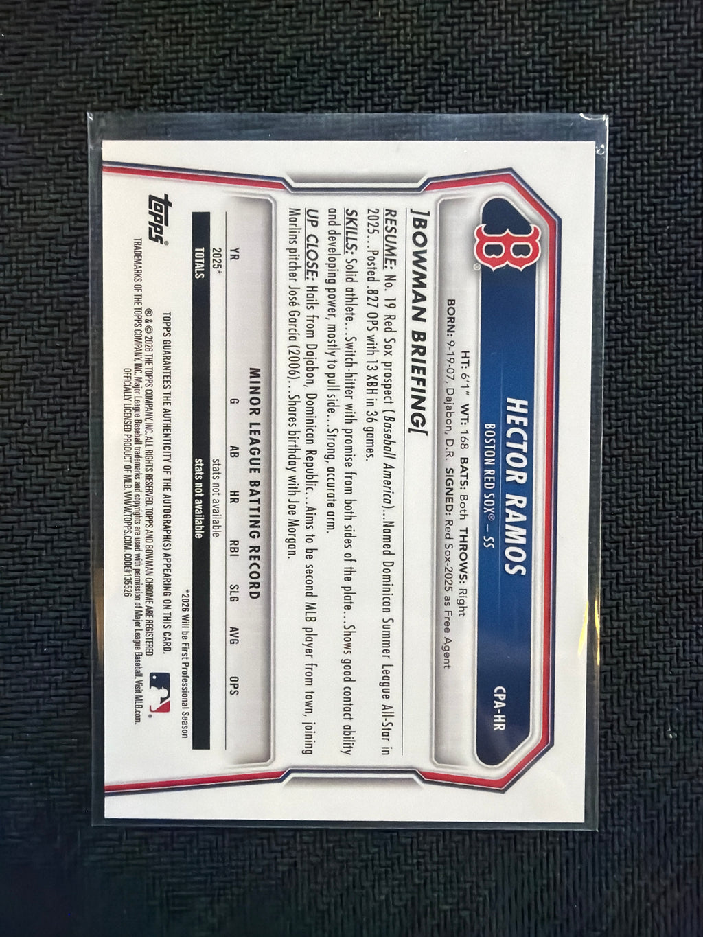 2026 Bowman Chrome Hector Ramos True Blue 1st Auto /150