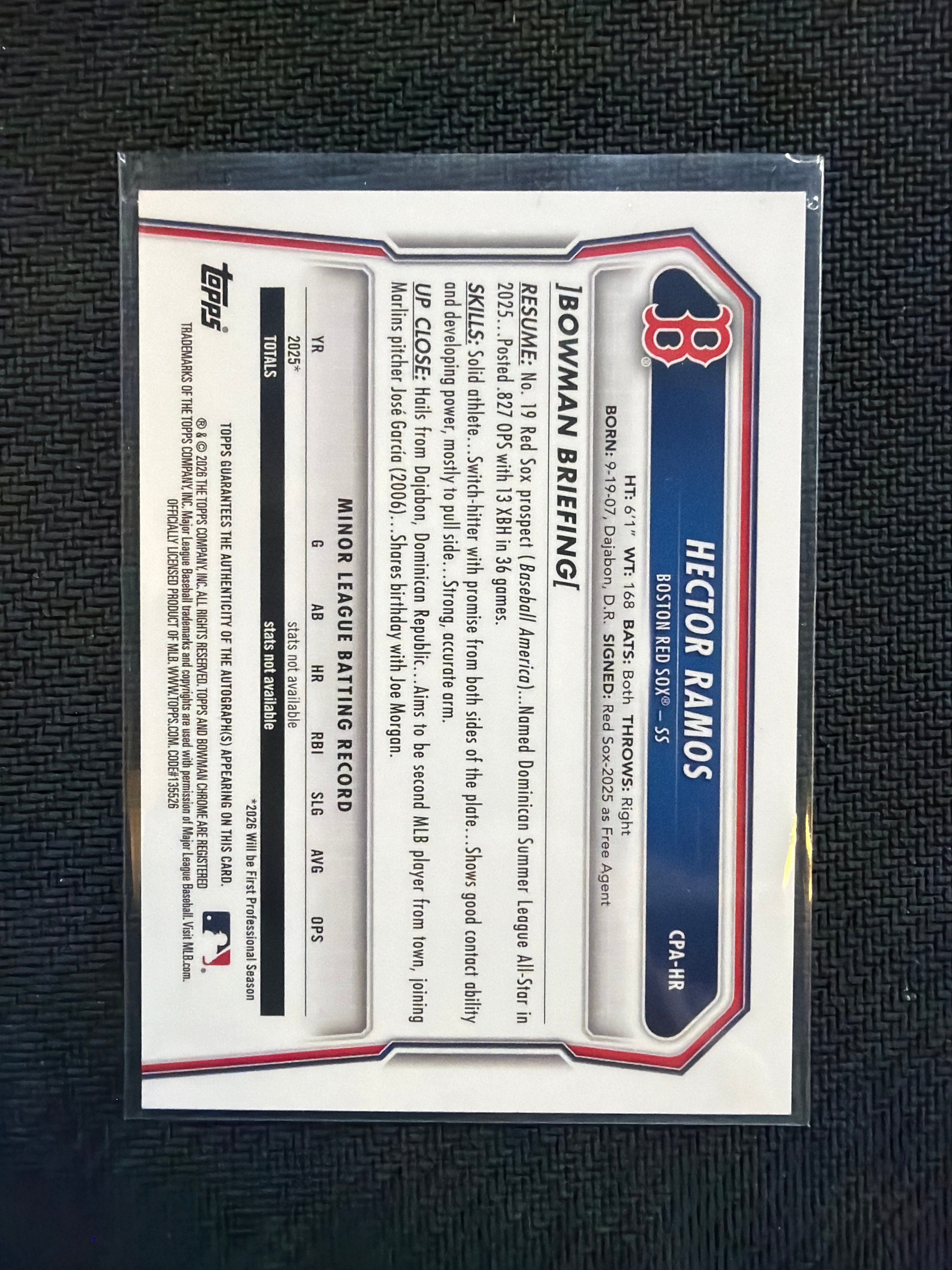 2026 Bowman Chrome Hector Ramos True Blue 1st Auto /150