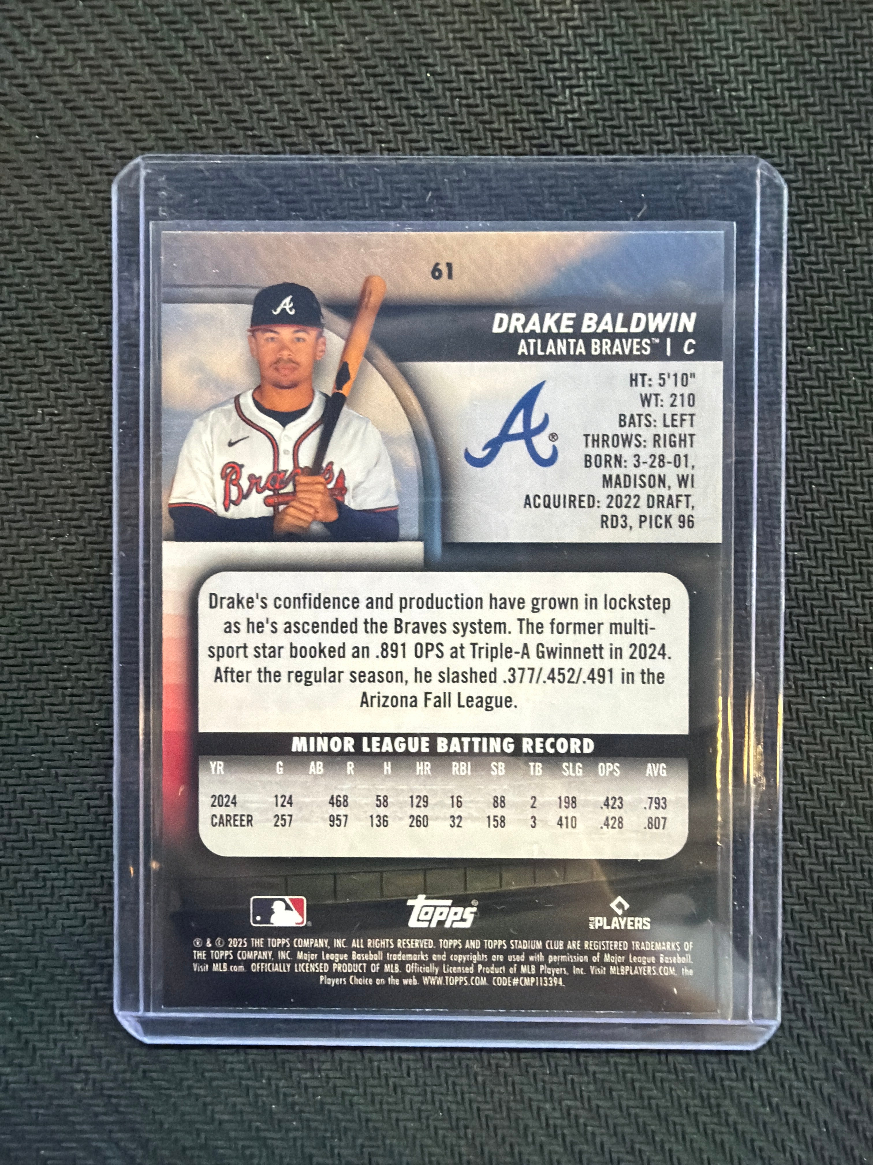 2025 Topps Stadium Club Drake Baldwin Green Braves