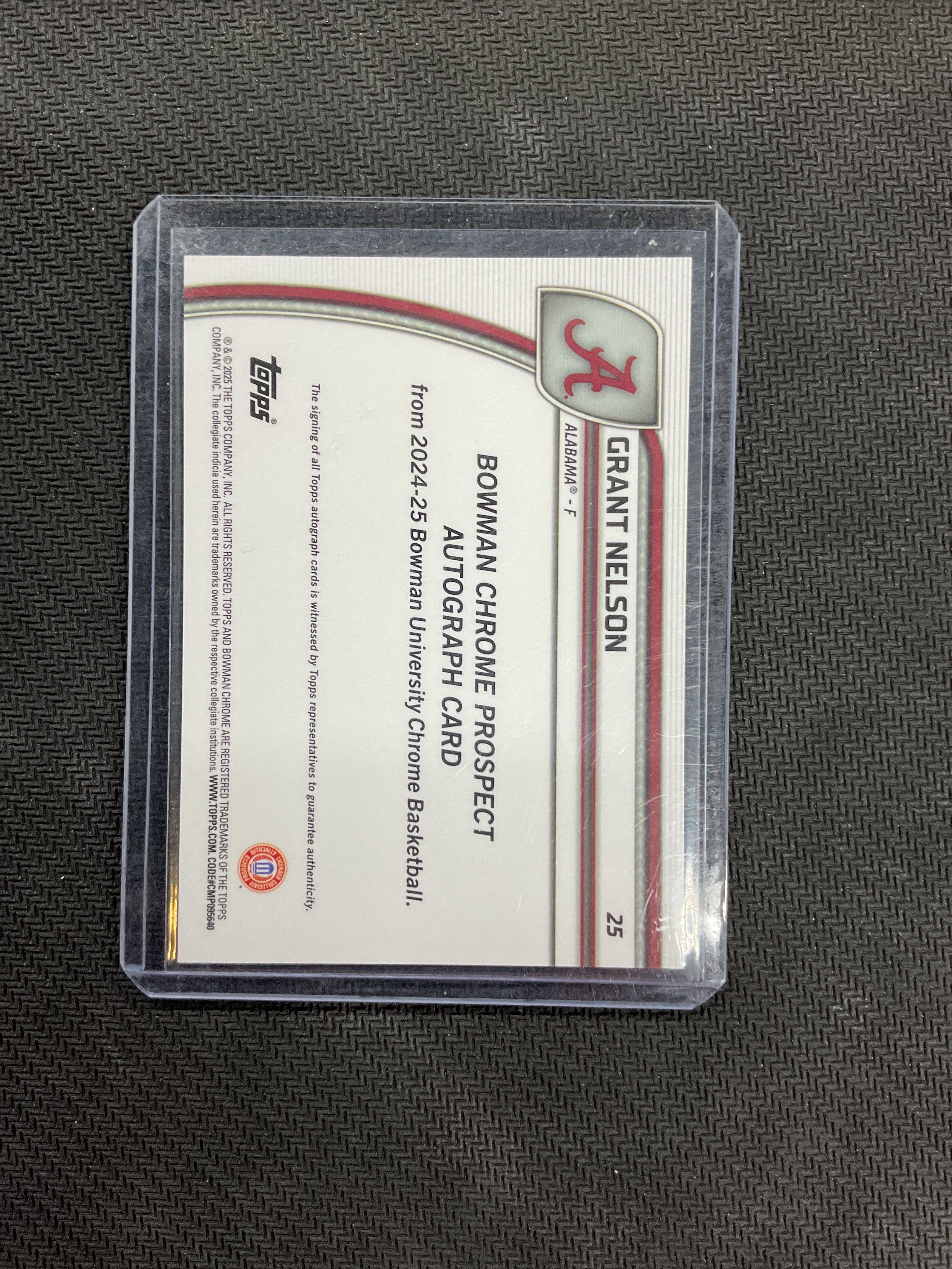 2024/25 Bowman U Grant Nelson Green Shimmer Auto Alabama