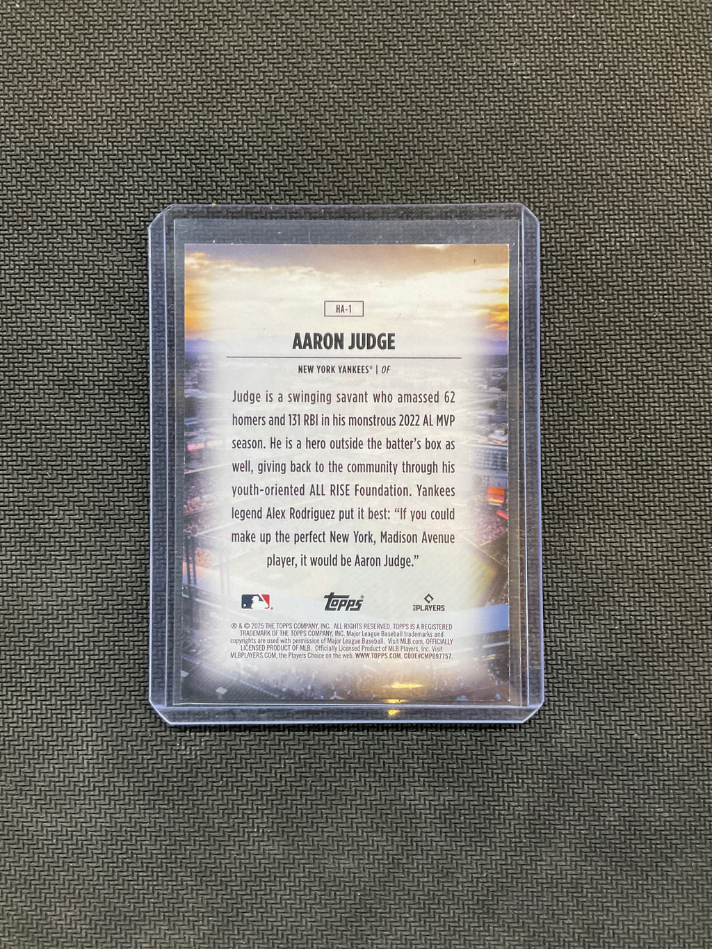 2025 Topps Aaron Judge #HA1 Home Field Advantage Yankees Case Hit