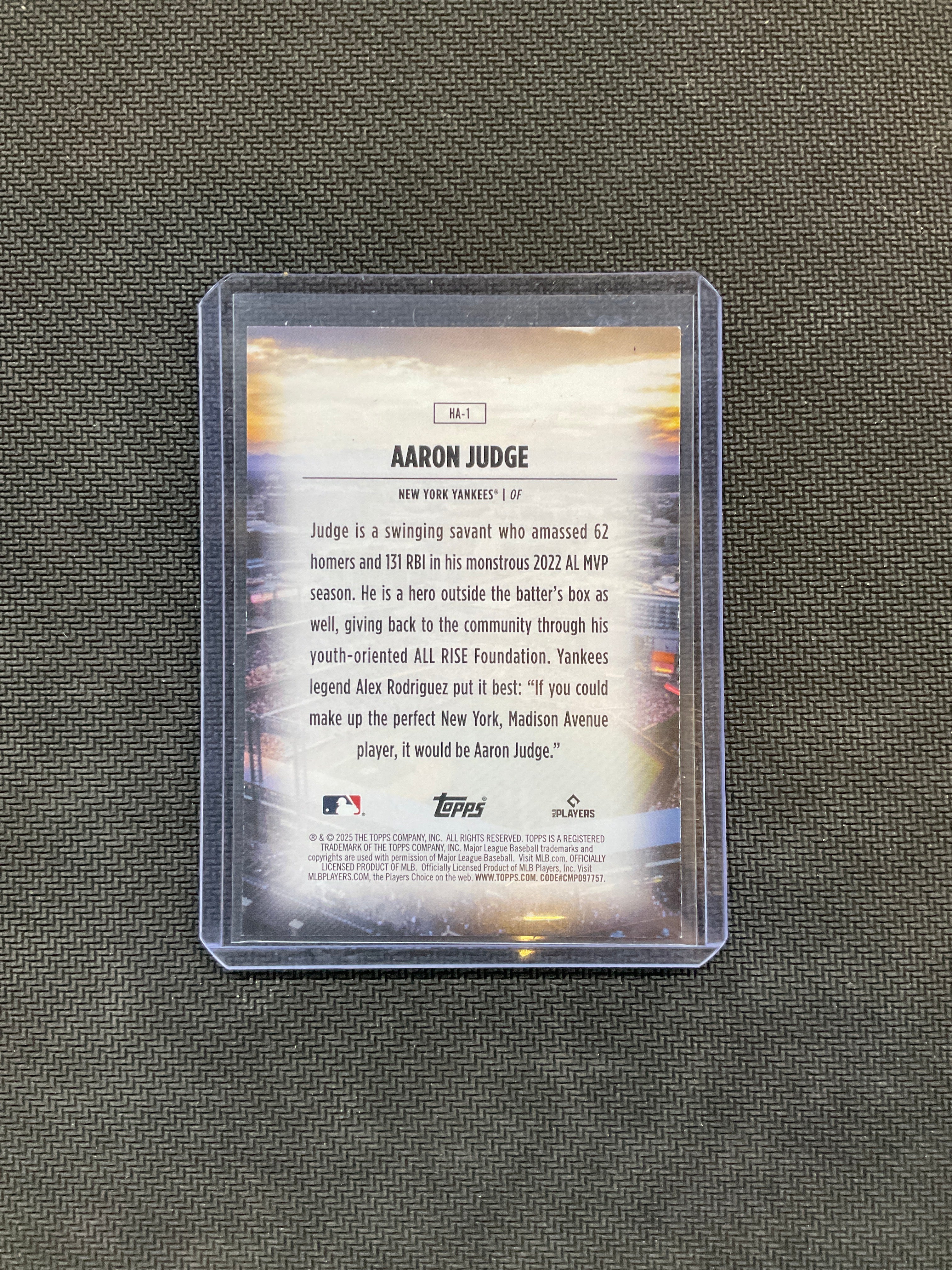 2025 Topps Aaron Judge #HA1 Home Field Advantage Yankees Case Hit