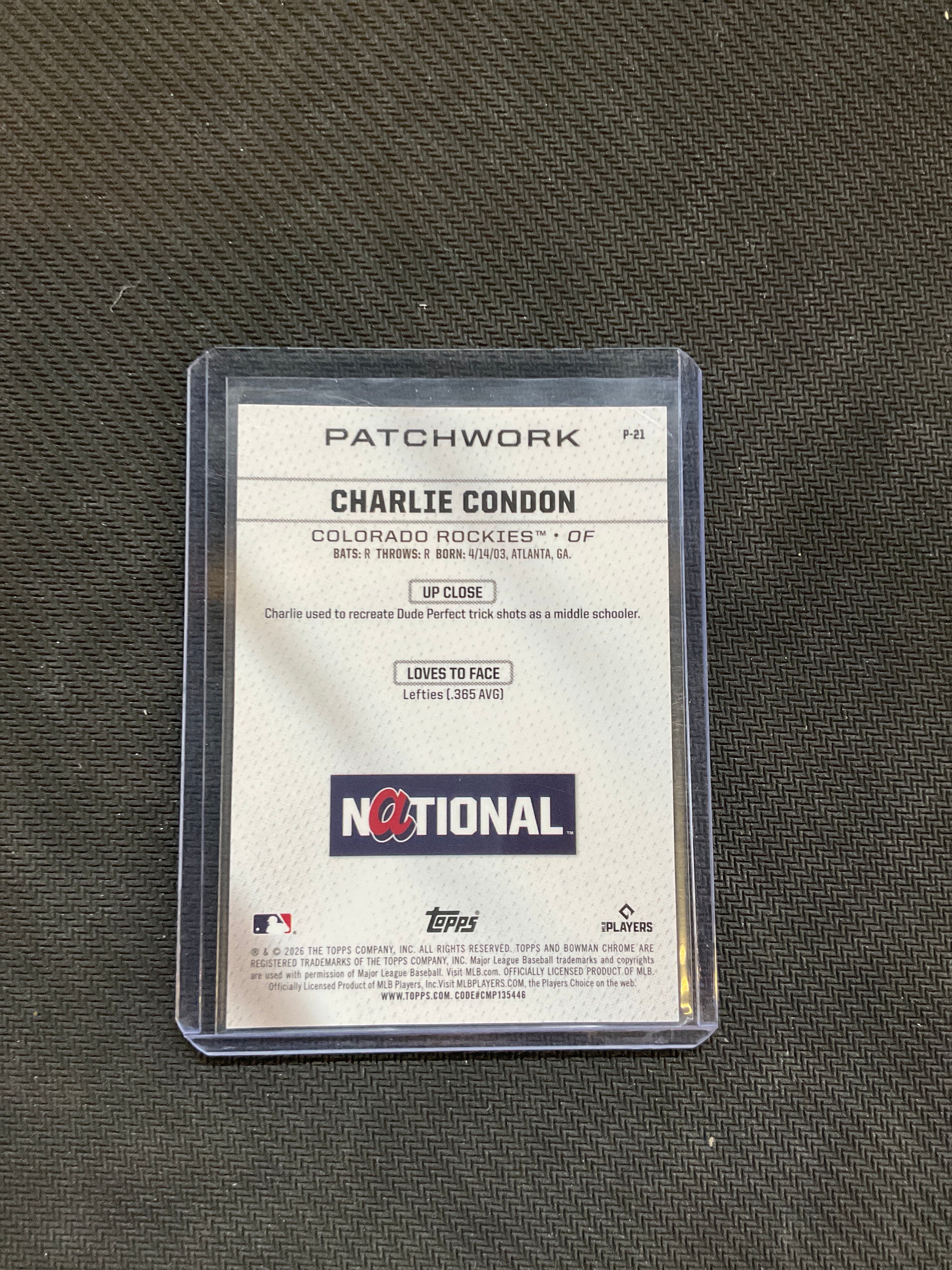 2026 Bowman Charlie Condon Patchwork Case Hit Rockies