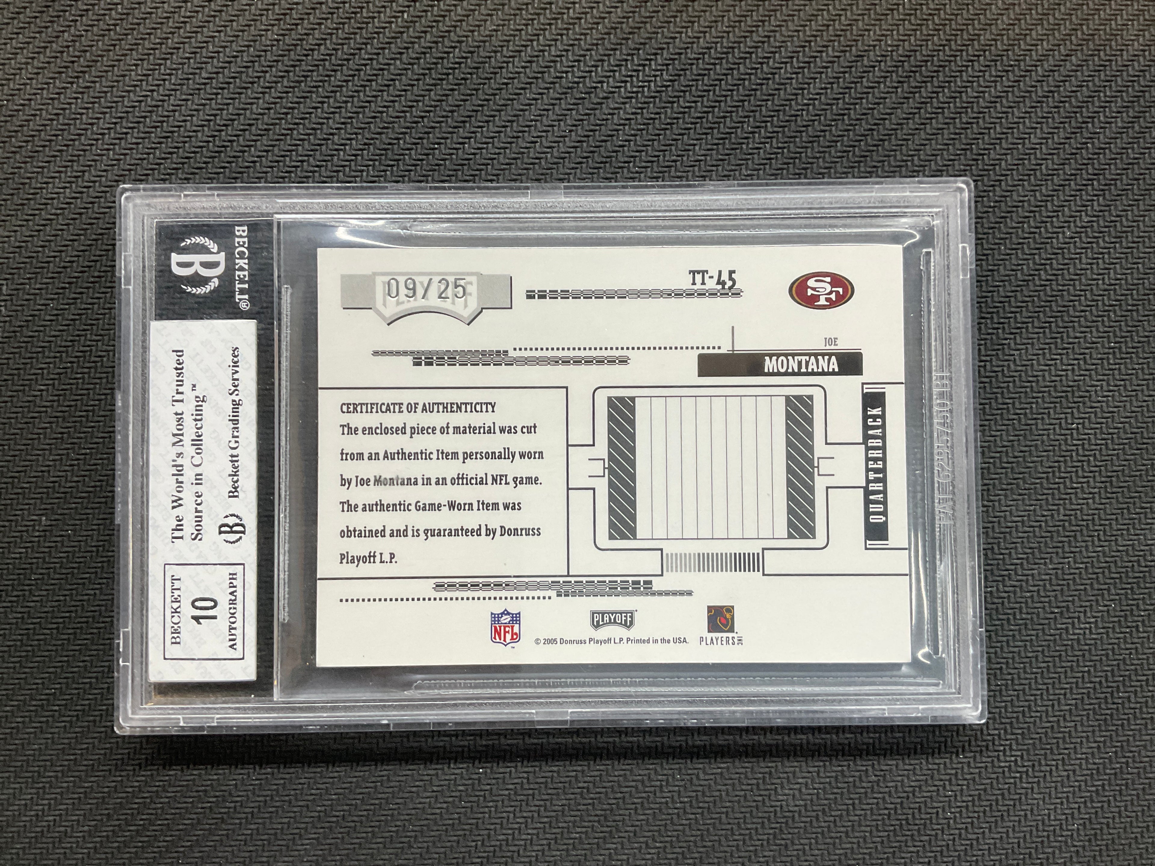 2005 Absolute Joe Montana Patch Auto /25 BGS 7.5 Tools Of The Trade