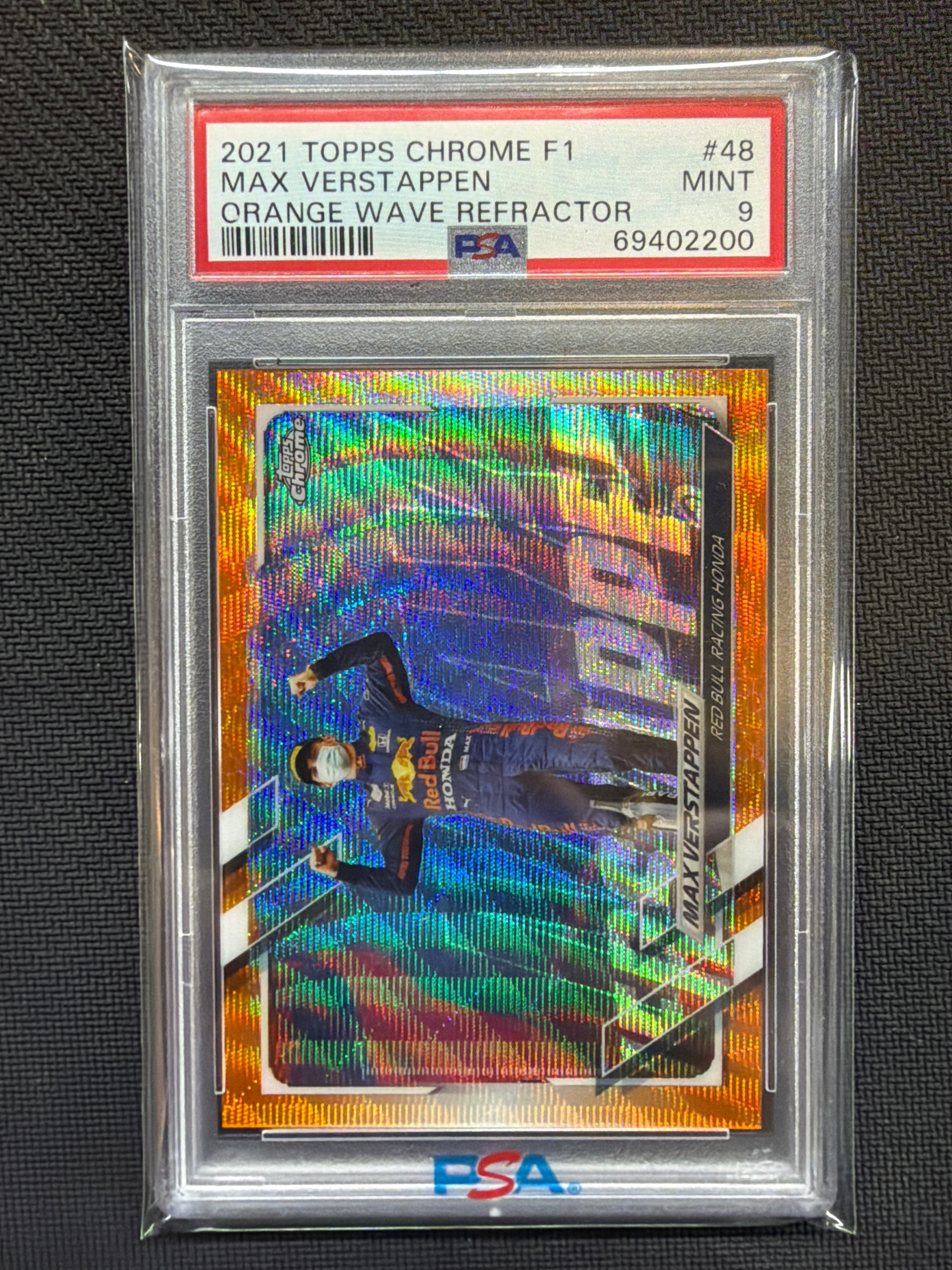 2021 Topps Chrome F1 Max Verstappen Orange Wave /25 PSA 9 200