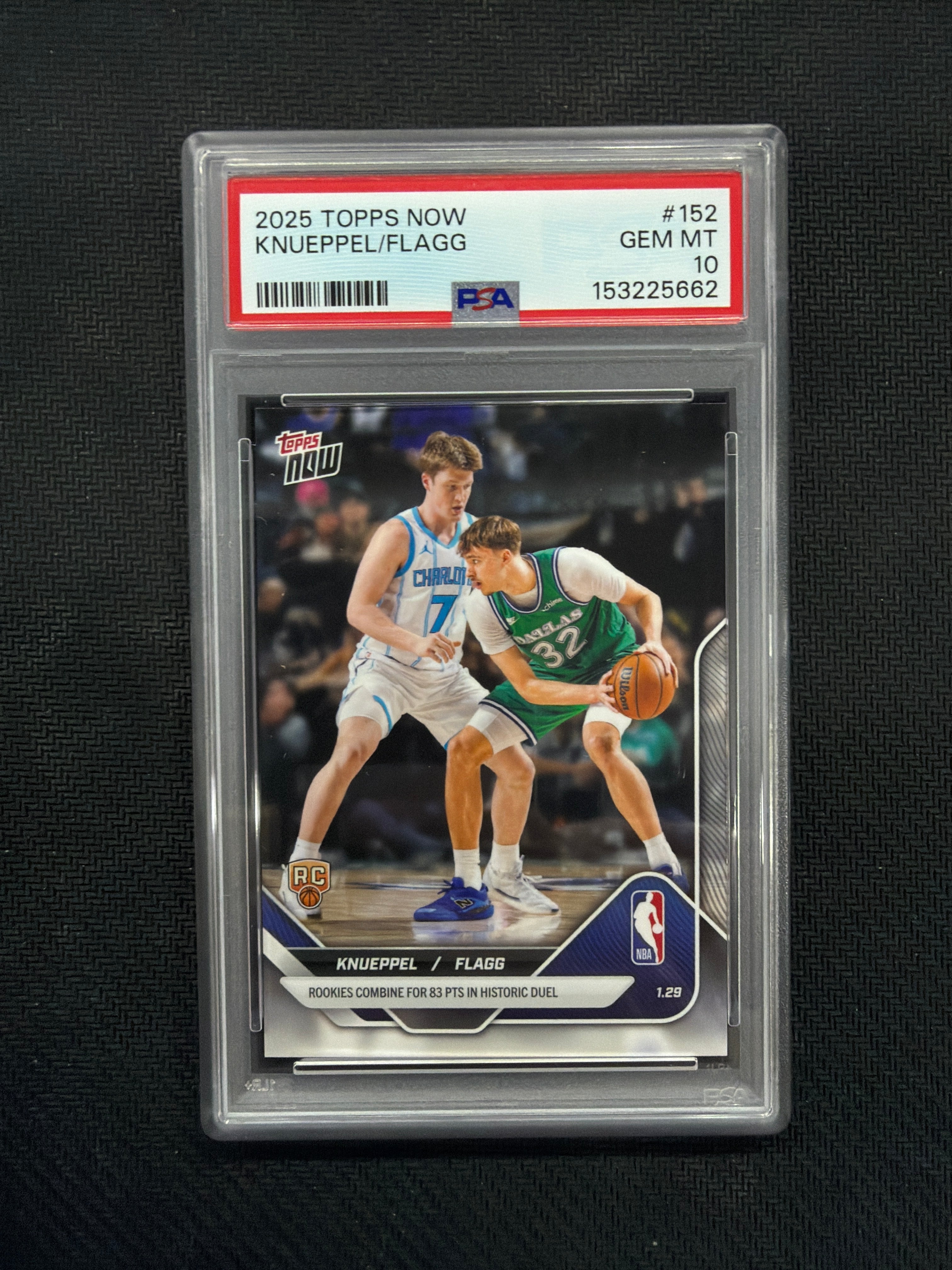 2025 Topps Now Knueppel/Flagg Rookie PSA 10 Hornets Mavericks 5662