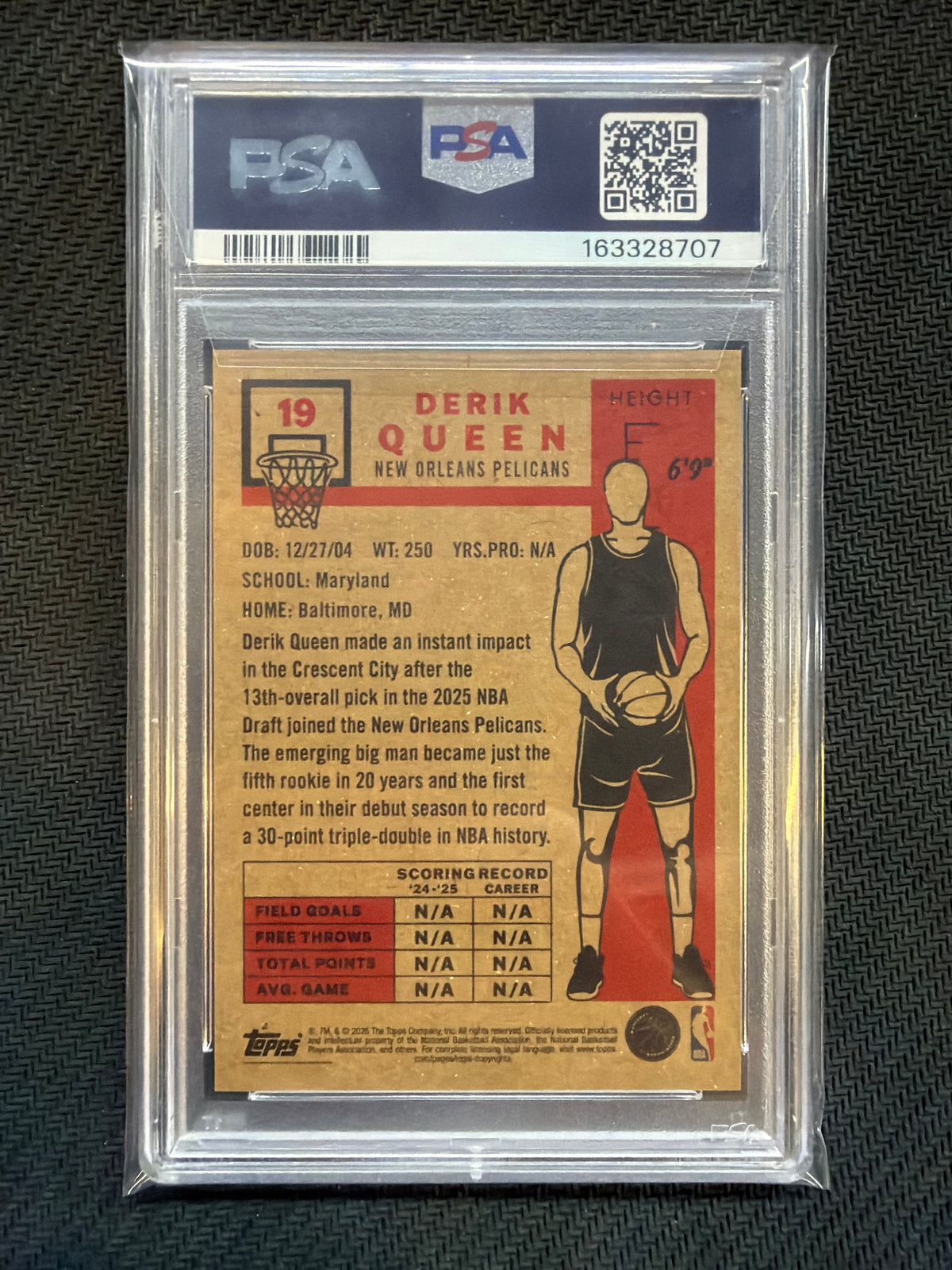 2026 Topps Living Derik Queen #19 PSA 10 Pelicans 707