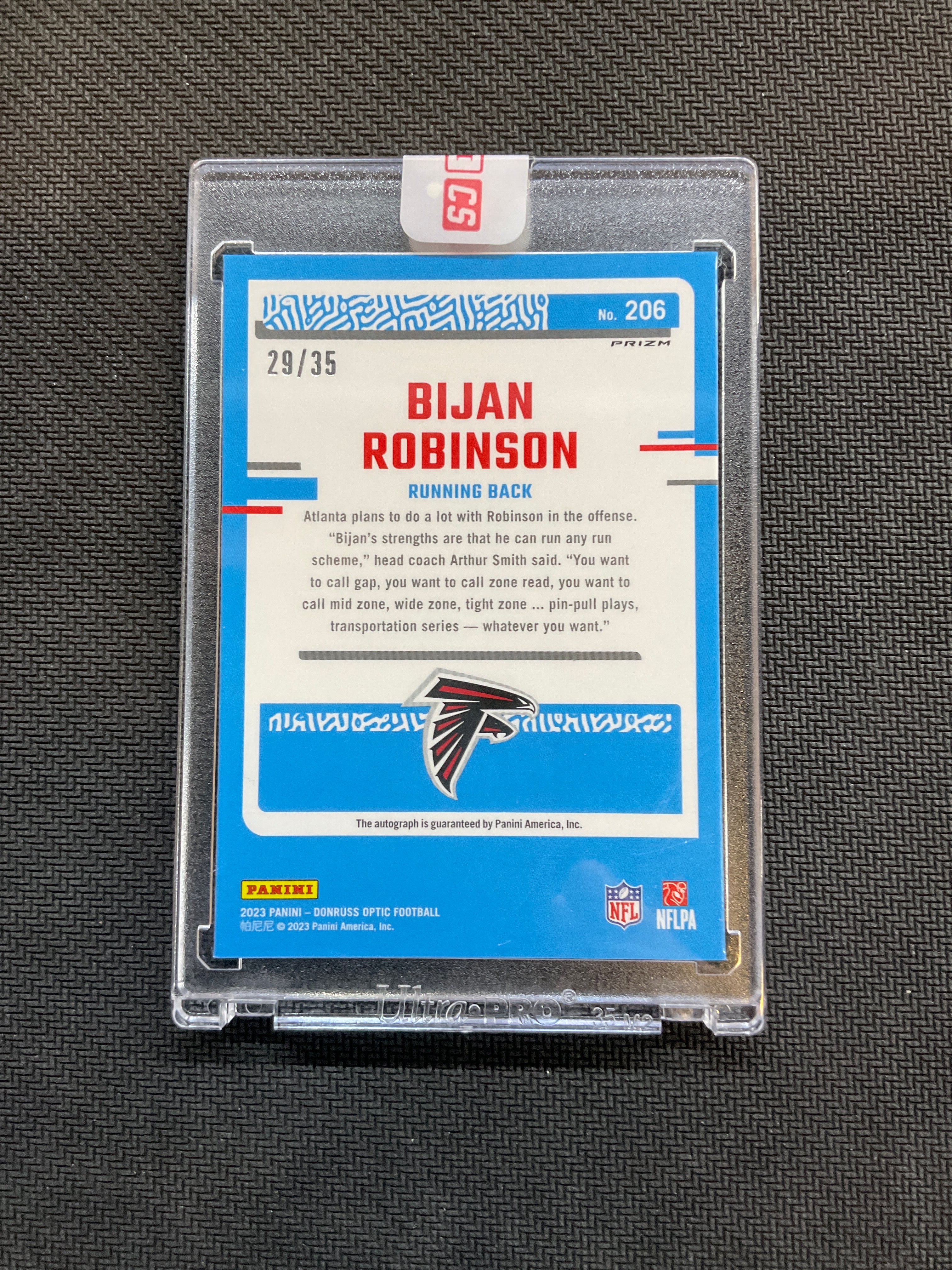2023 Donruss Optic Bijan Robinson Rookie Auto Purple /35 Falcons