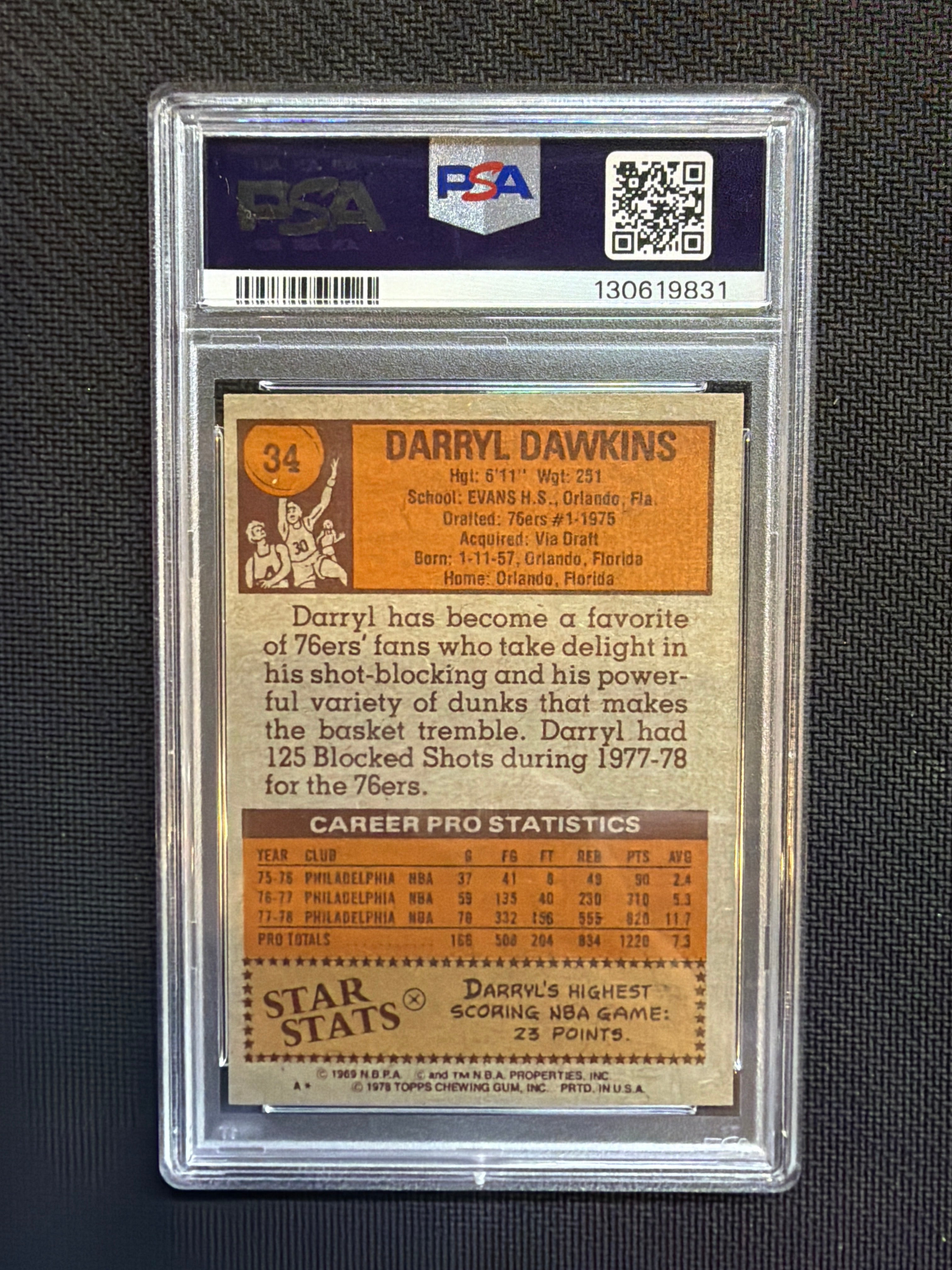 1978 Topps Darryl Dawkins #34 PSA 9