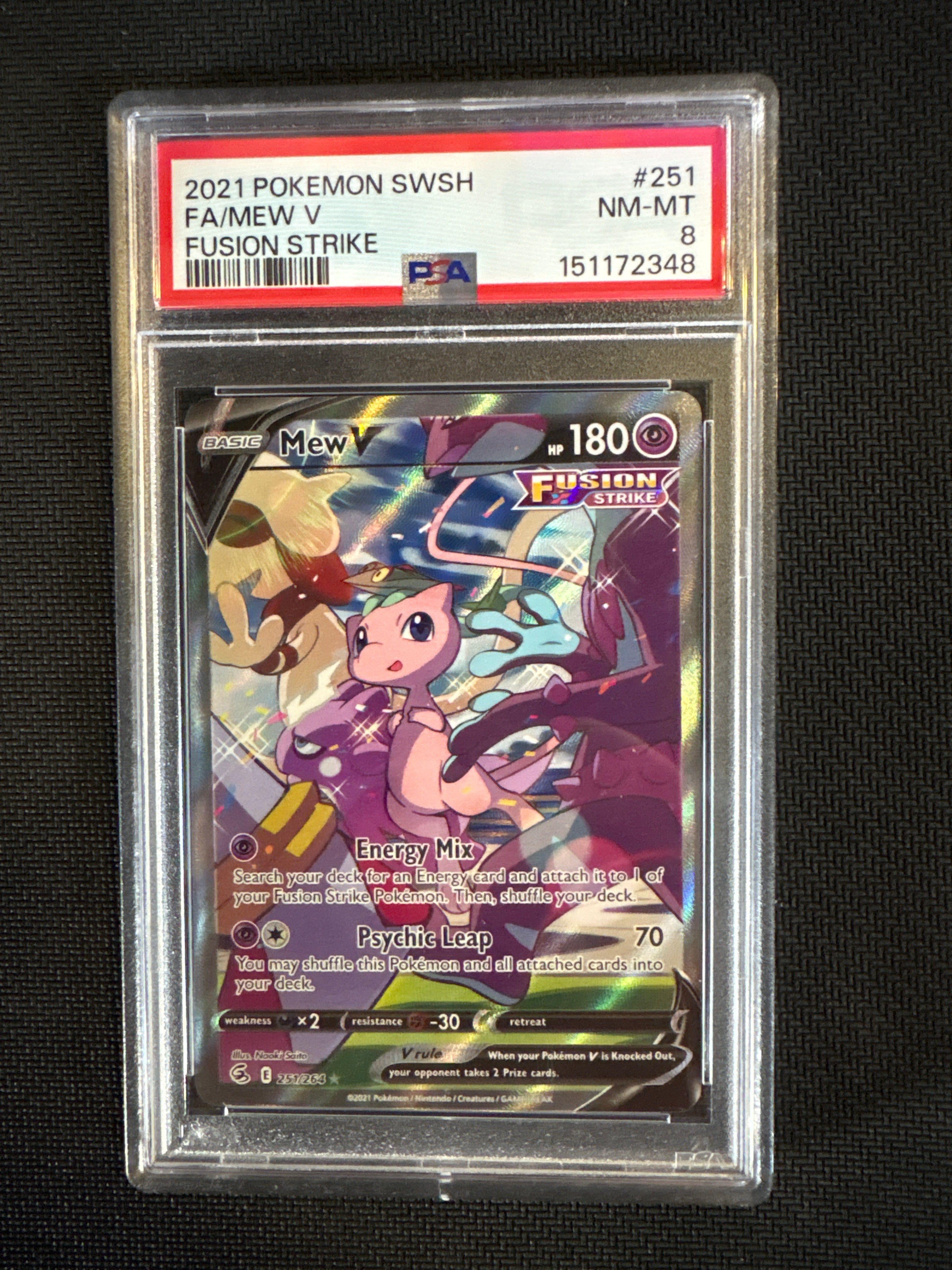 2021 Pokemon Fusion Strike Mew V 251 PSA 8