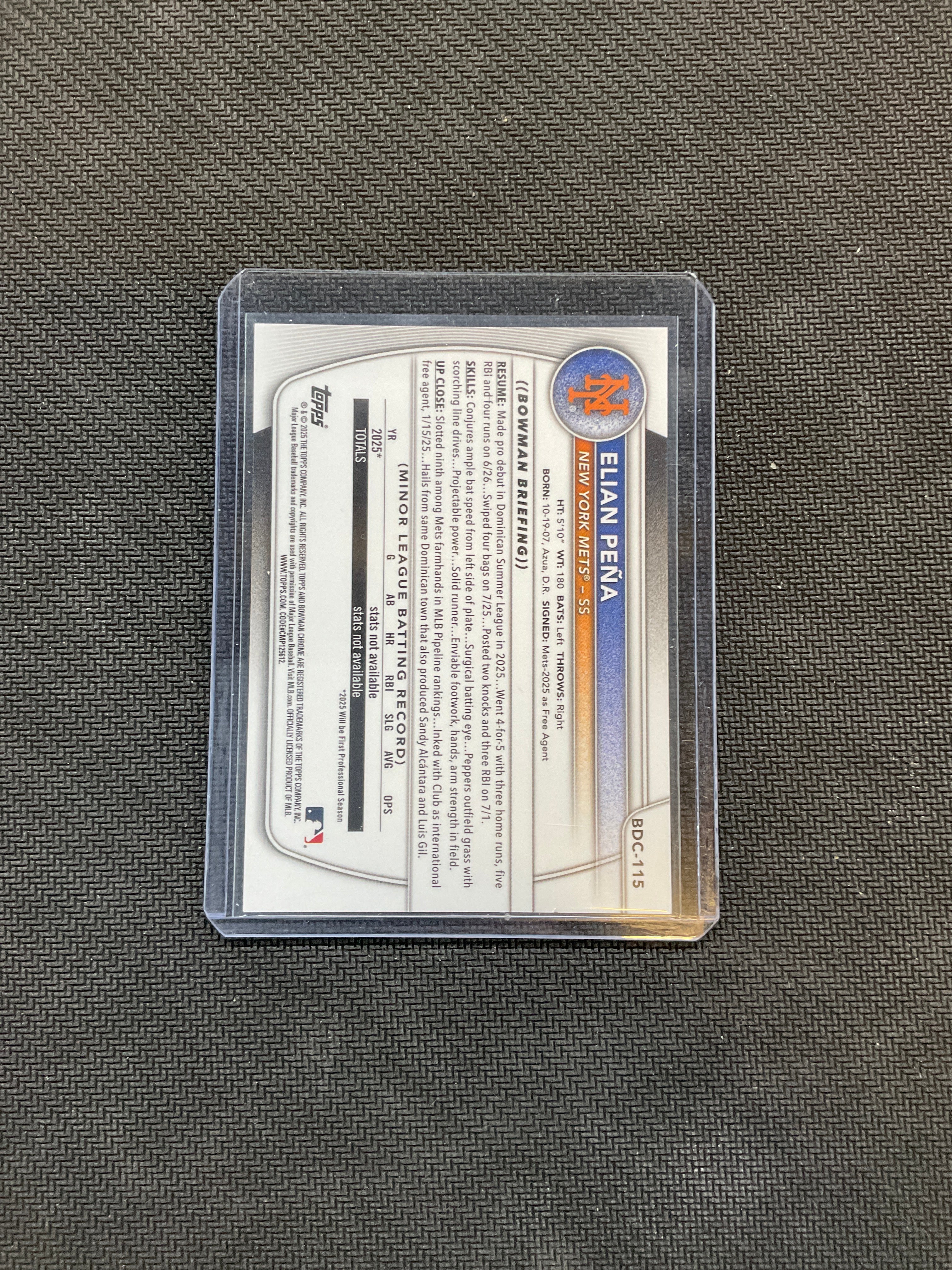 2025 Bowman Elian Pena Black Geometric /10 Mets