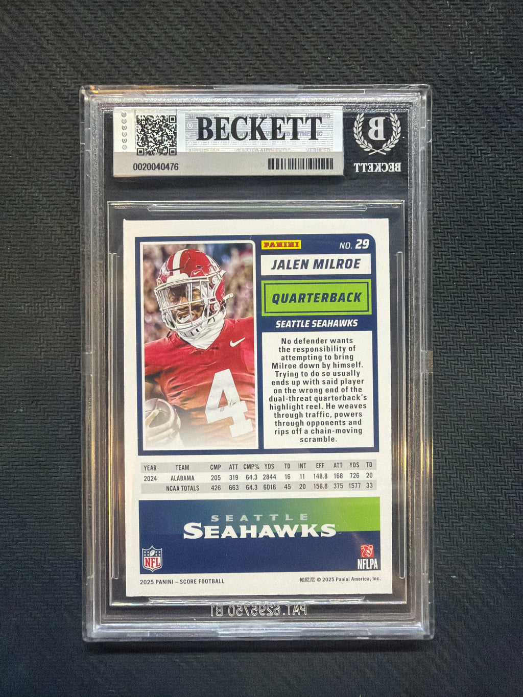 2025 Score Jalen Milroe Rookies BGS 8.5 Alabama