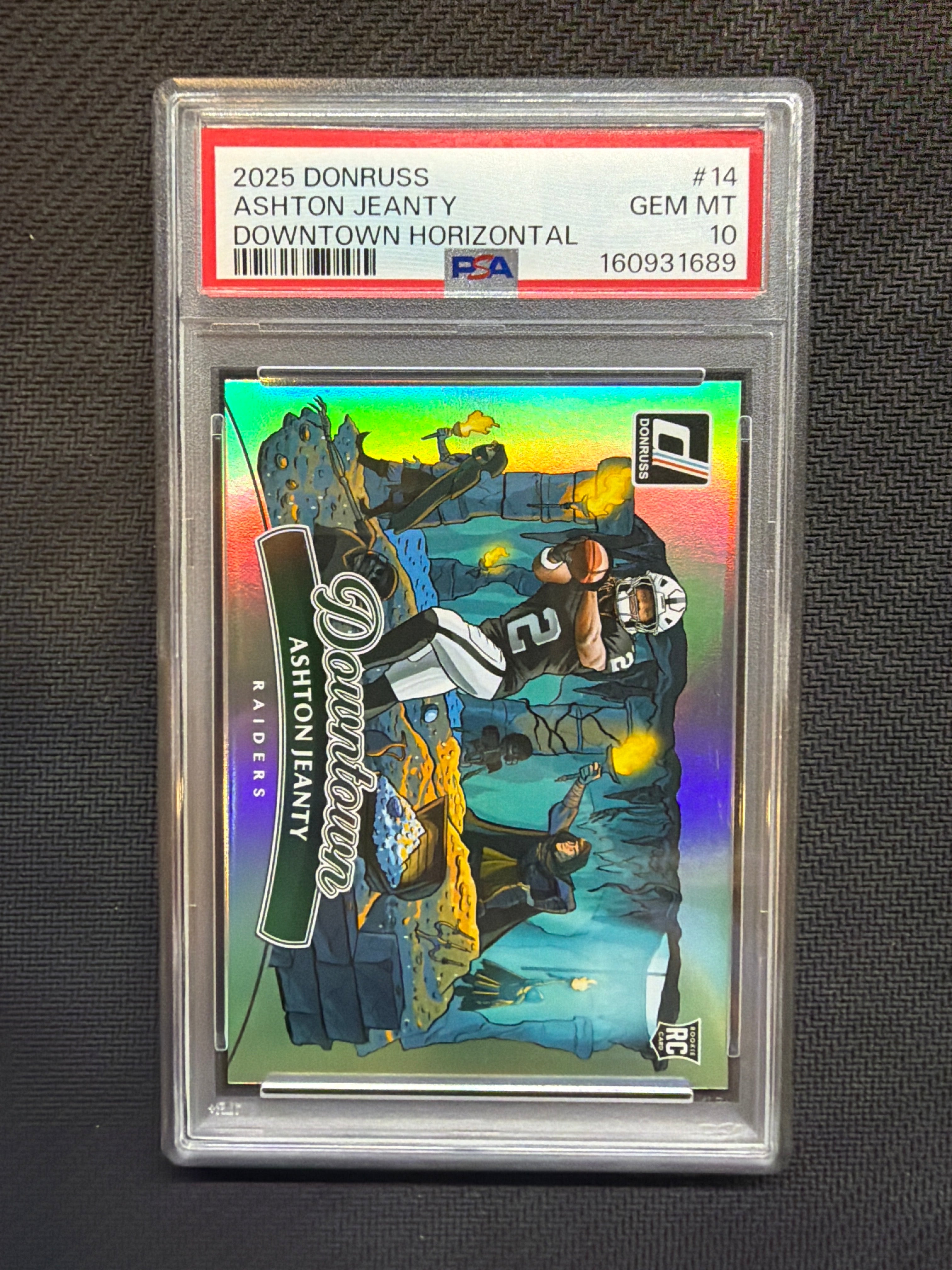 2025 Donruss Ashton Jeanty Downtown Horizontal PSA 10 Raiders 689