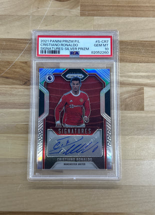 2021 Prizm Premier League Cristiano Ronaldo Silver Auto /25 PSA 10