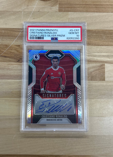 2021 Prizm Premier League Cristiano Ronaldo Silver Auto /25 PSA 10