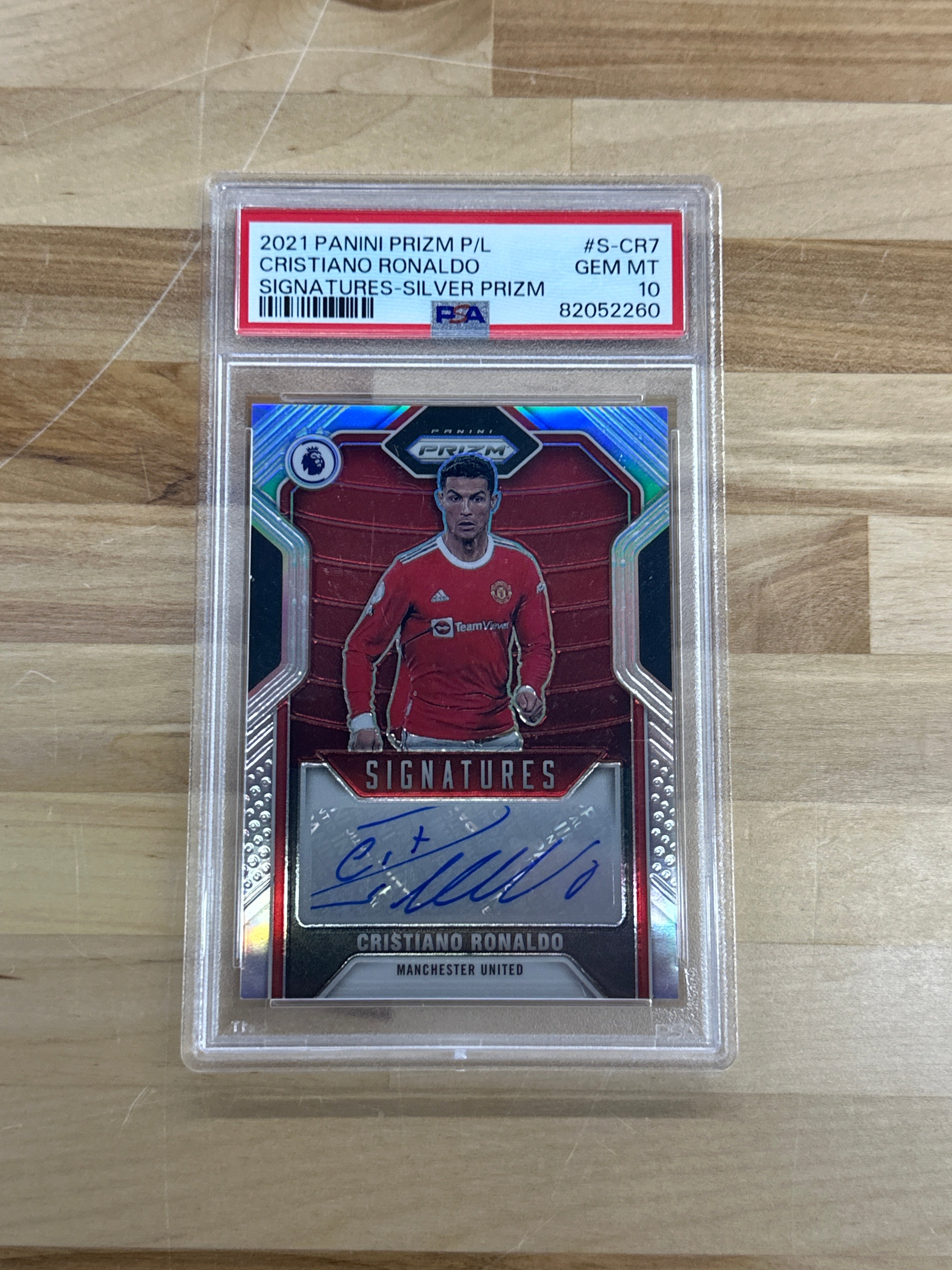 2021 Prizm Premier League Cristiano Ronaldo Silver Auto /25 PSA 10