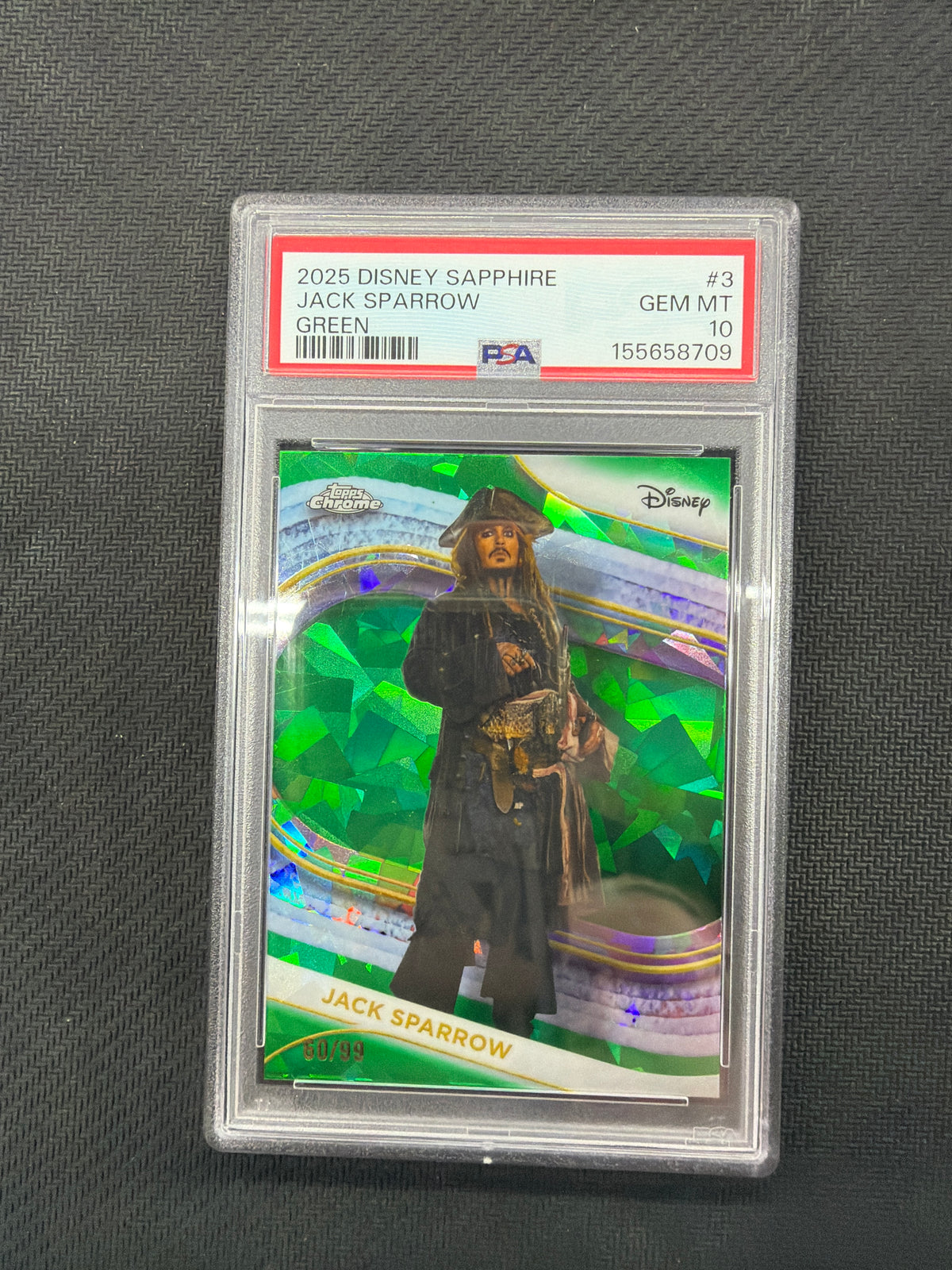 2025 Topps Chrome Sapphire Disney Jack Sparrow Green /99 PSA 10 #3