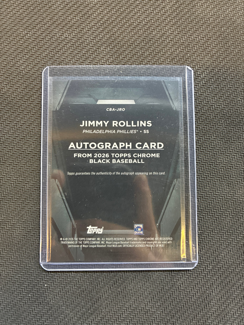 2026 Topps Chrome Black Jimmy Rollins Rose Gold Mini Diamond Auto /10 #CBA-JRO Phillies