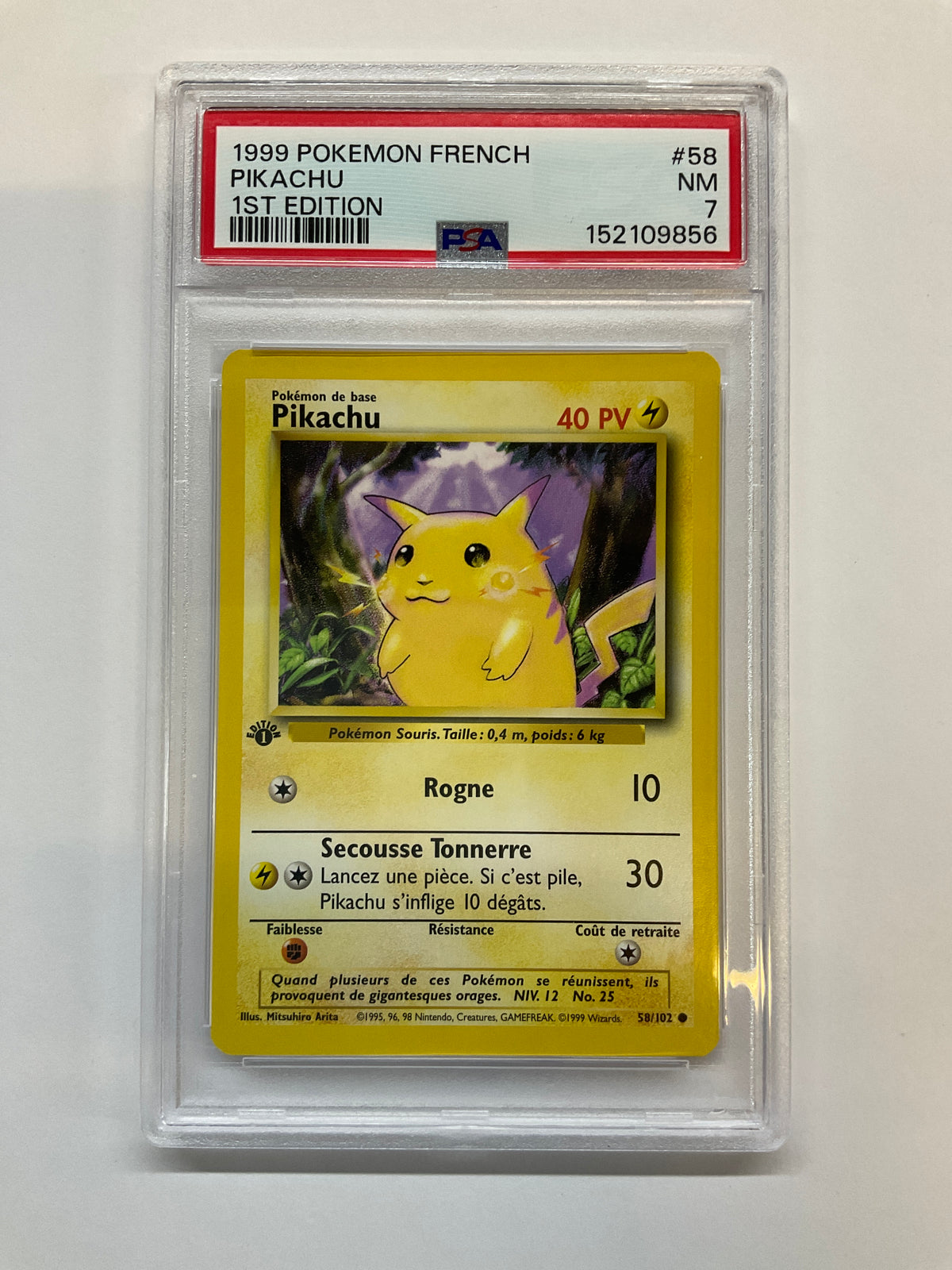 1999 Pikachu 7 1st Ed French PSA 7