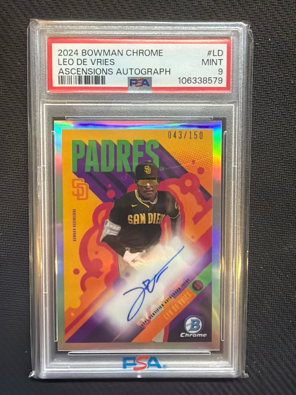 2024 Bowman Chrome Leo De Vries Ascensions Auto /150 PSA 9 579