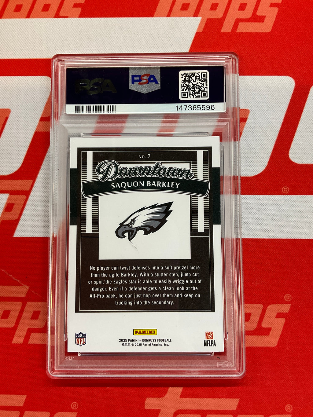2025 Donruss Saquon Barkley #7 Downtown! PSA 9 Eagles