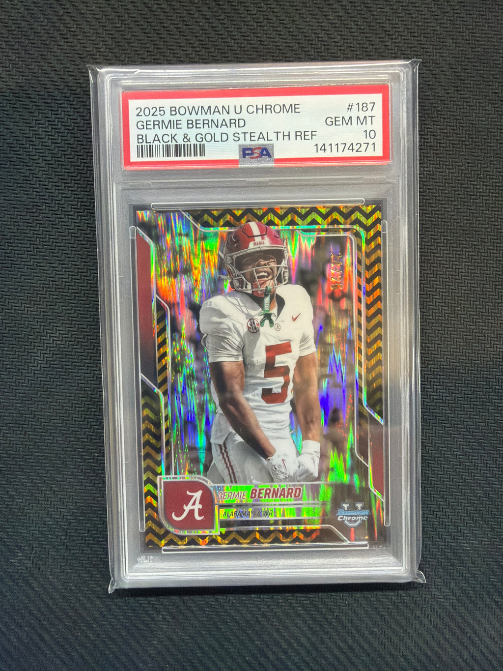 2025 Bowman U Chrome Germie Bernard Black & Gold /25 PSA 10 Alabama