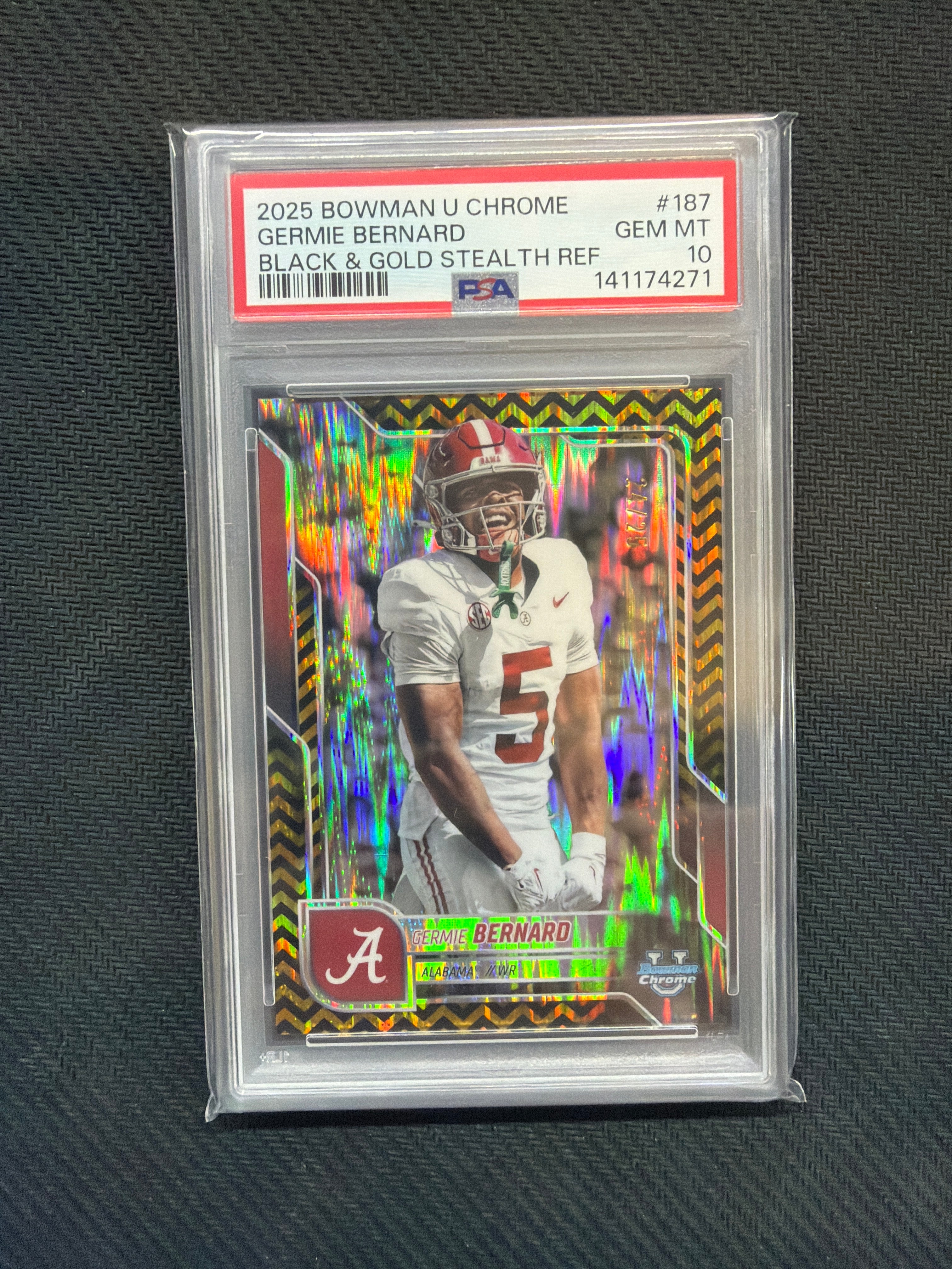 2025 Bowman U Chrome Germie Bernard Black & Gold /25 PSA 10 Alabama