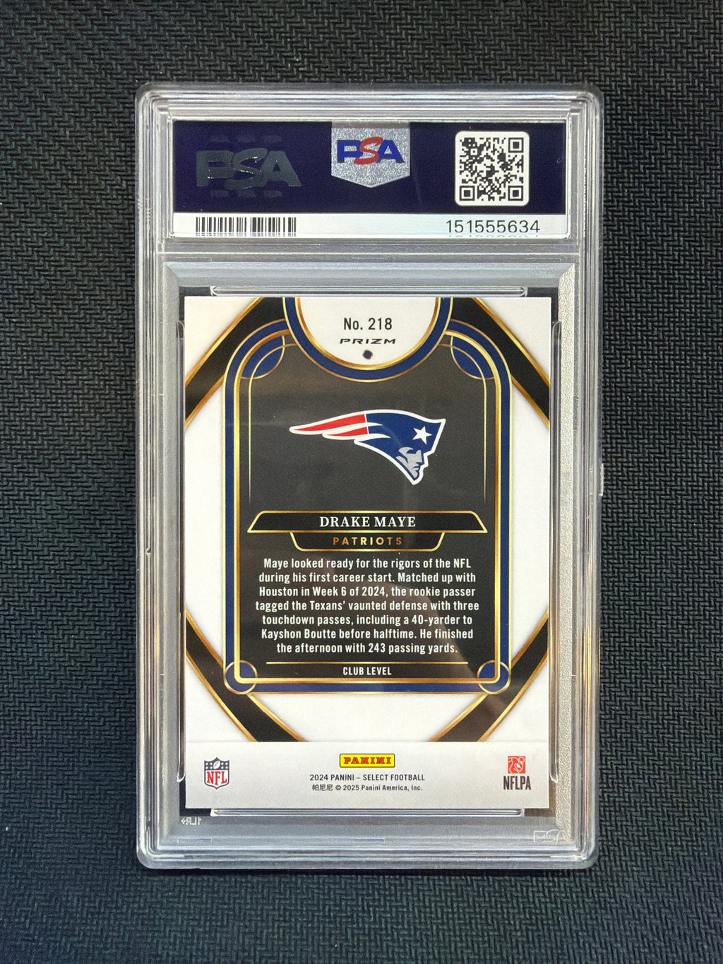 2024 Select Drake Maye Black Green Shock PSA 10 Rookie 634