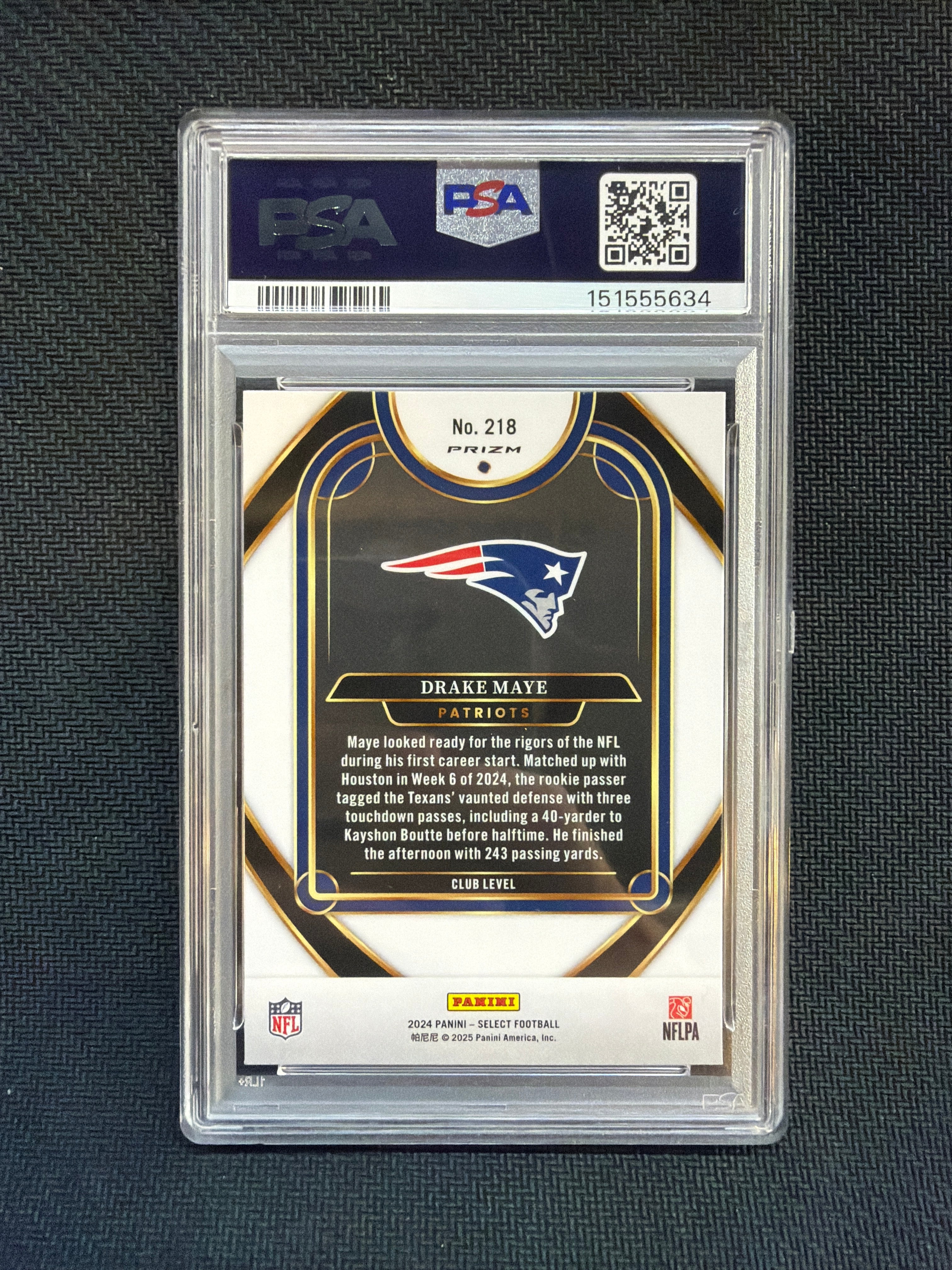 2024 Select Drake Maye Black Green Shock PSA 10 Rookie 634