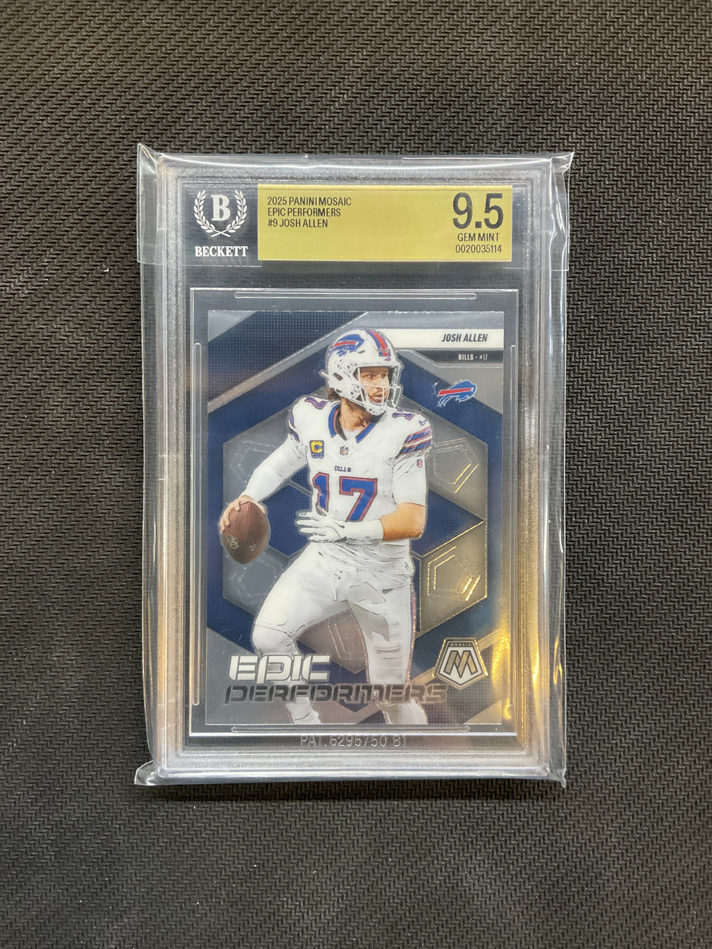 2025 Panini Mosaic Josh Allen Epic Performers BGS 9.5 Bills